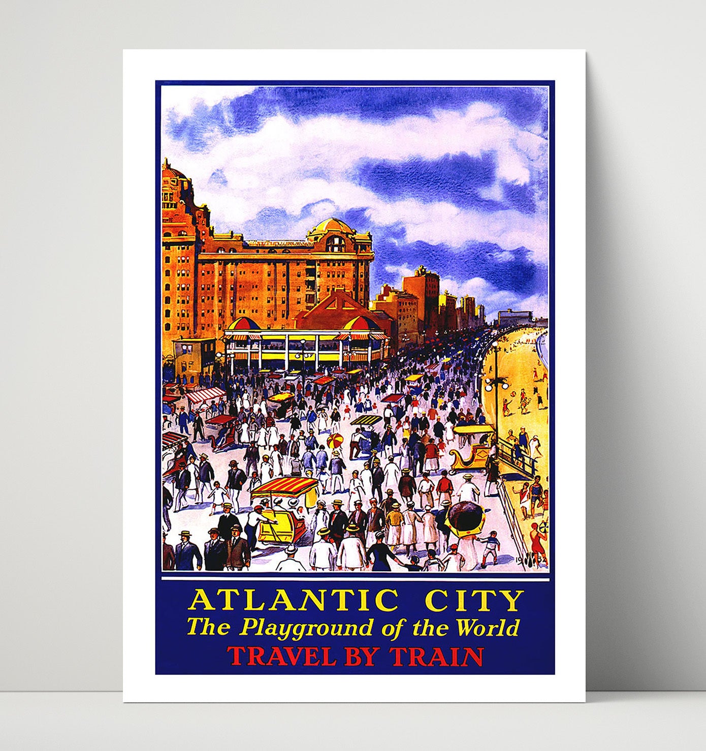 Atlantic City Playground of the World Vintage Travel Print 16x20 Unframed Print travel wall art print