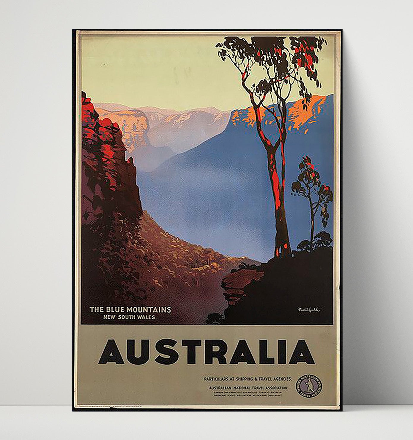 Australia Blue Mountains Vintage Travel Print 16x20 Unframed Print travel wall art print