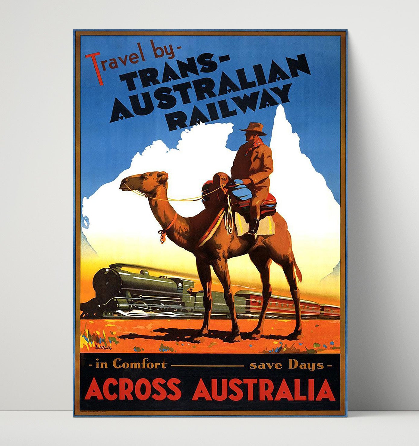 Australia Camel Railway Journey Vintage Travel Print 16x20 Unframed Print travel wall art print