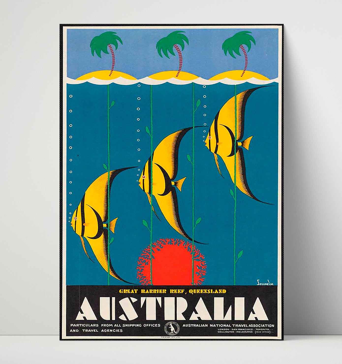 Australia Great Barrier Reef Vintage Travel Print 16x20 Unframed Print travel wall art print