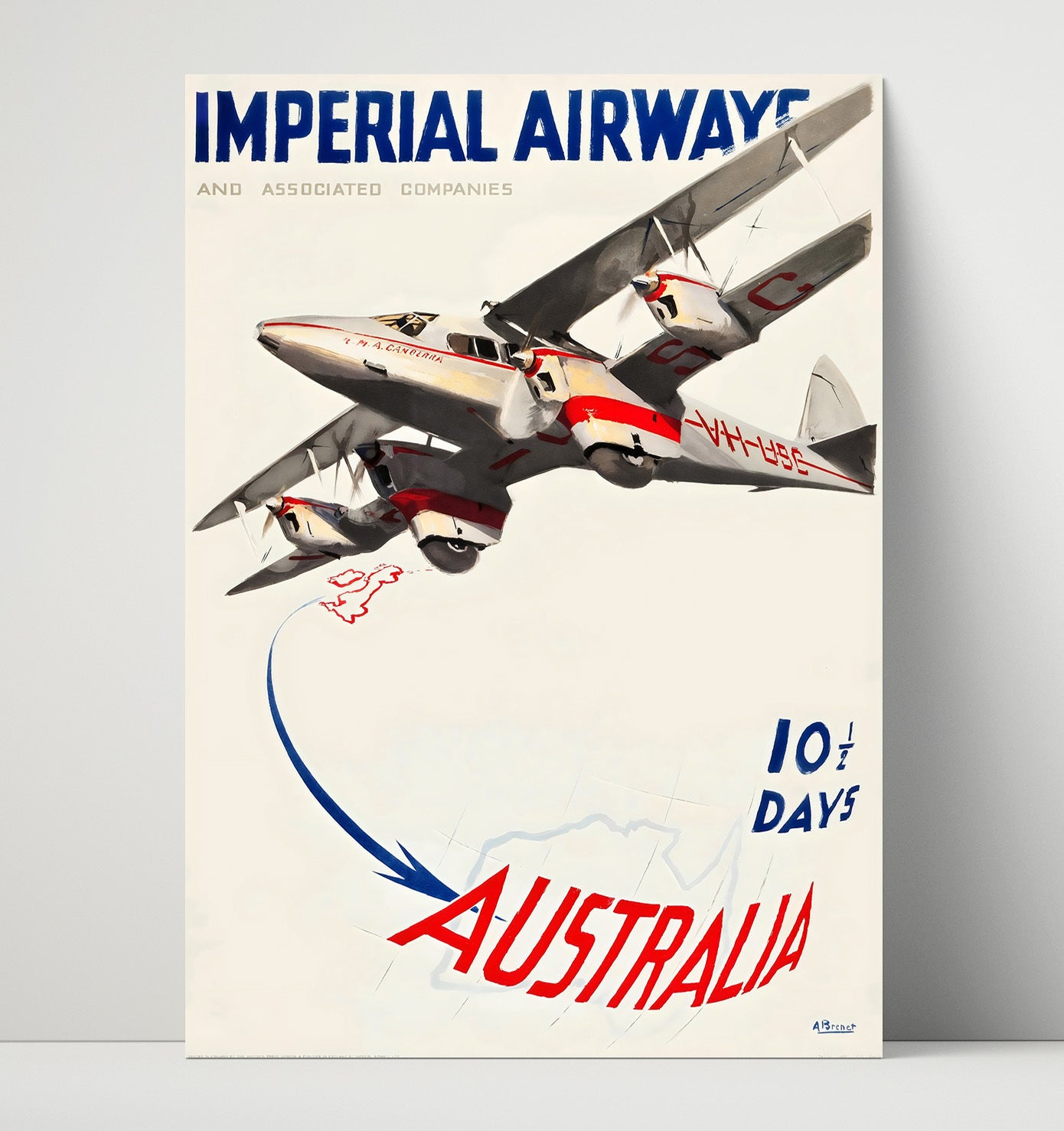 Australia Imperial Airways Vintage Travel Print 16x20 Unframed Print travel wall art print