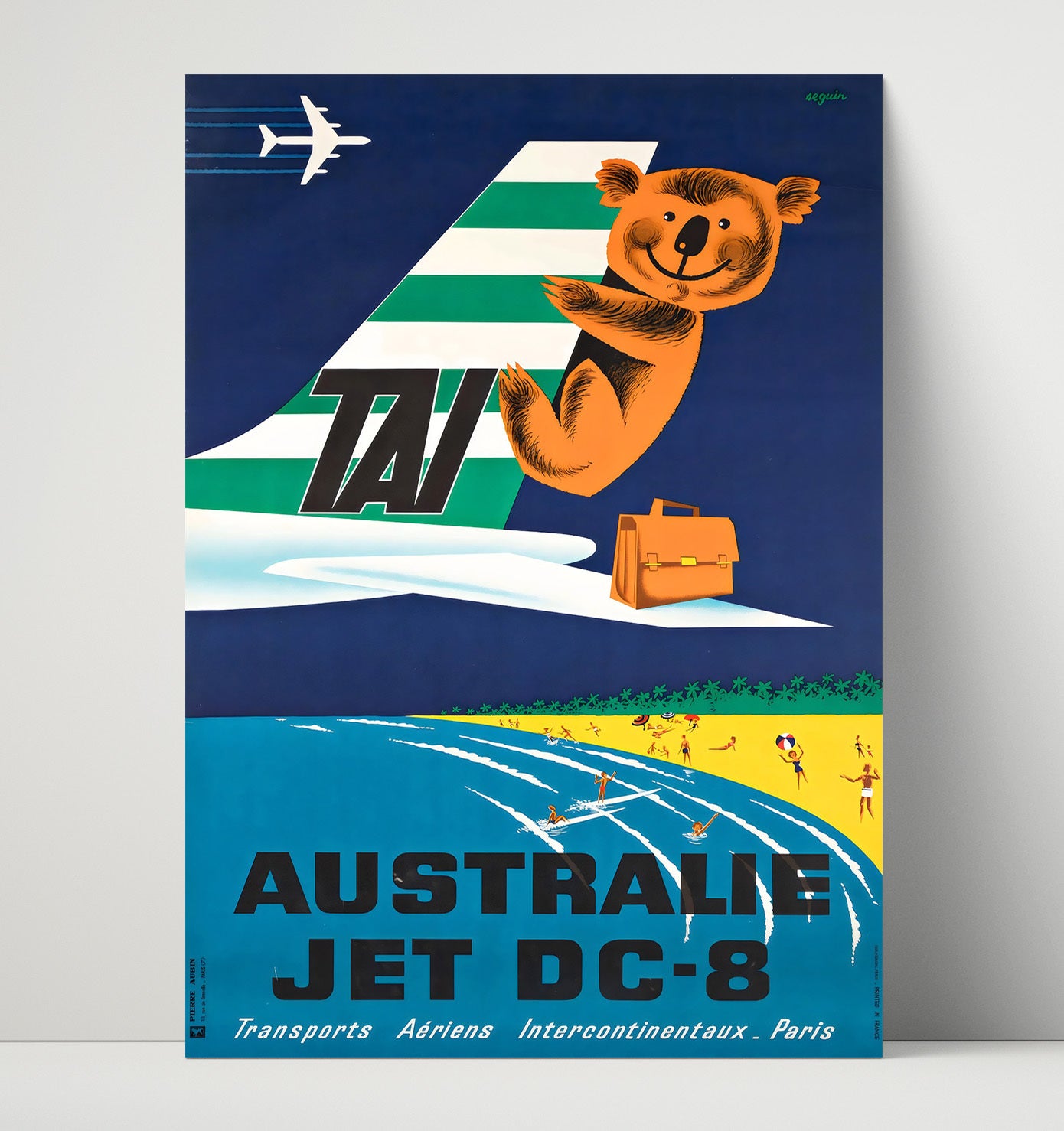 Australia Jet DC 8 Vintage Travel Print 16x20 Unframed Print travel wall art print