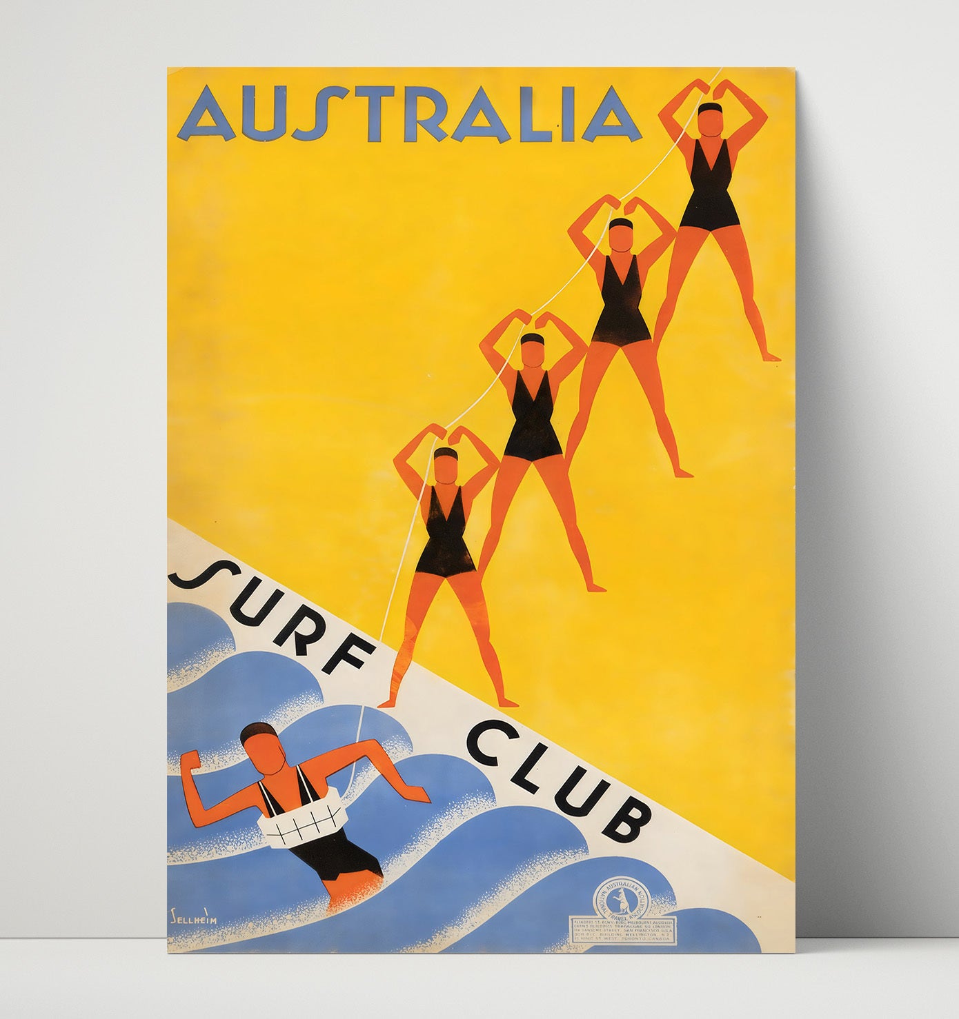 Australia Surf Club Vintage Travel Print 16x20 Unframed Print travel wall art print