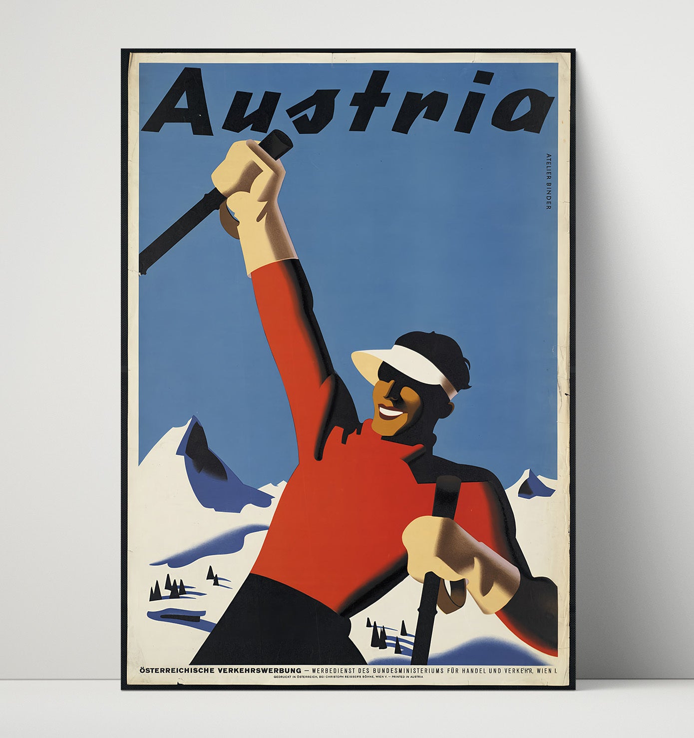 Austria Alpine Skiing Vintage Travel Print 16x20 Unframed Print travel wall art print