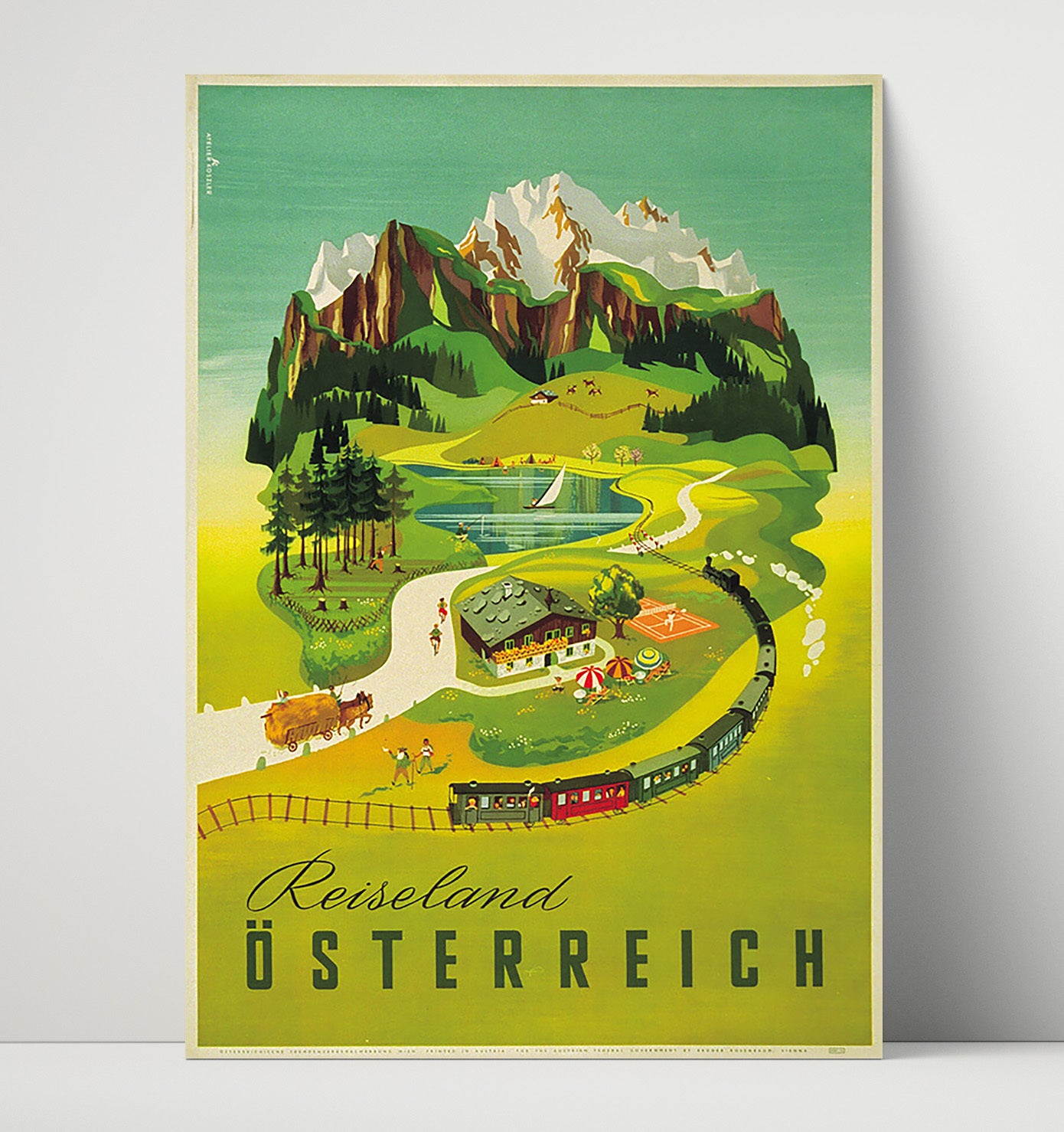 Austria Reiseland Osterreich Vintage Travel Print 16x20 Unframed Print travel wall art print