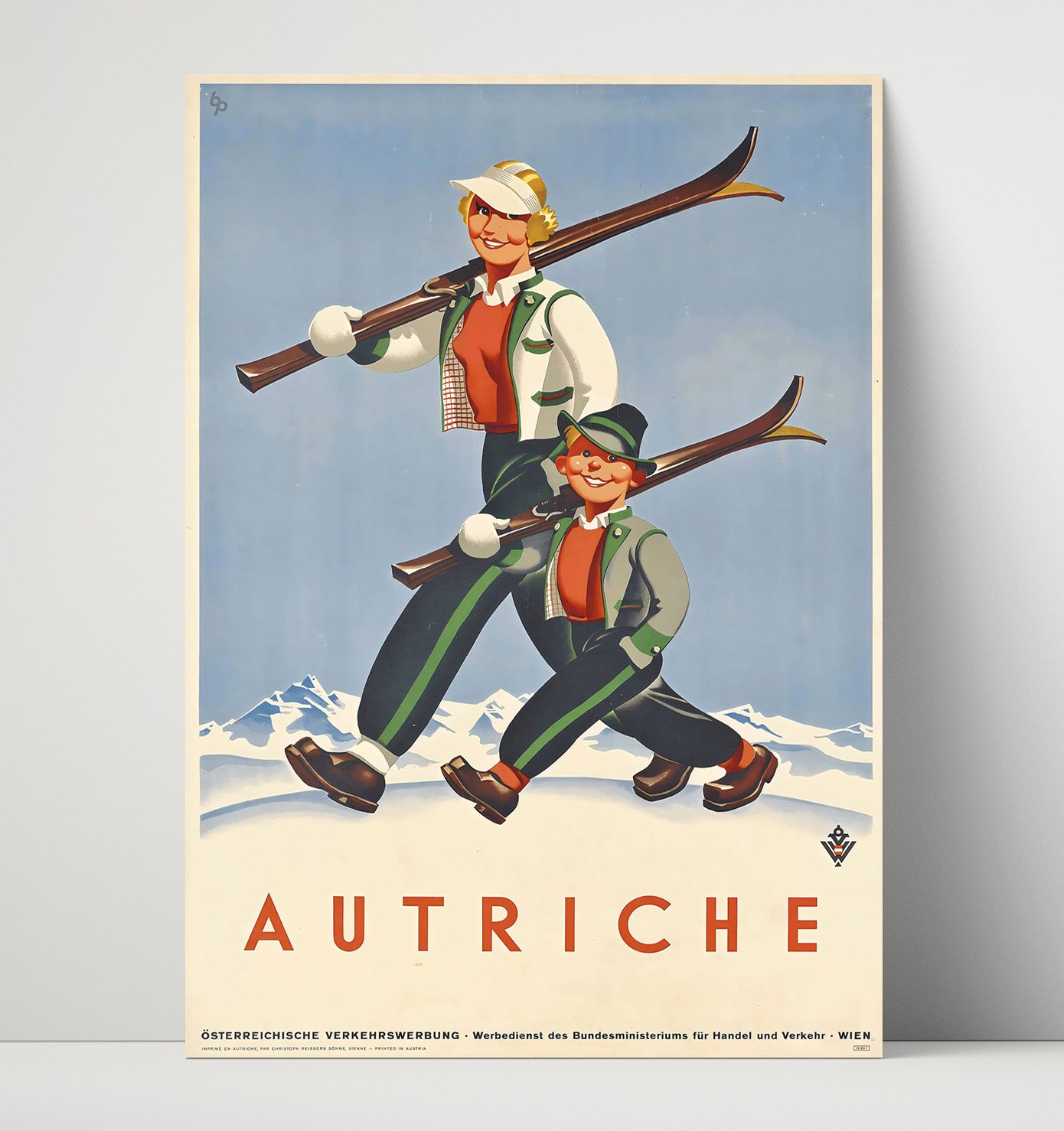 Austria Ski Tourism Vintage Travel Print 16x20 Unframed Print travel wall art print