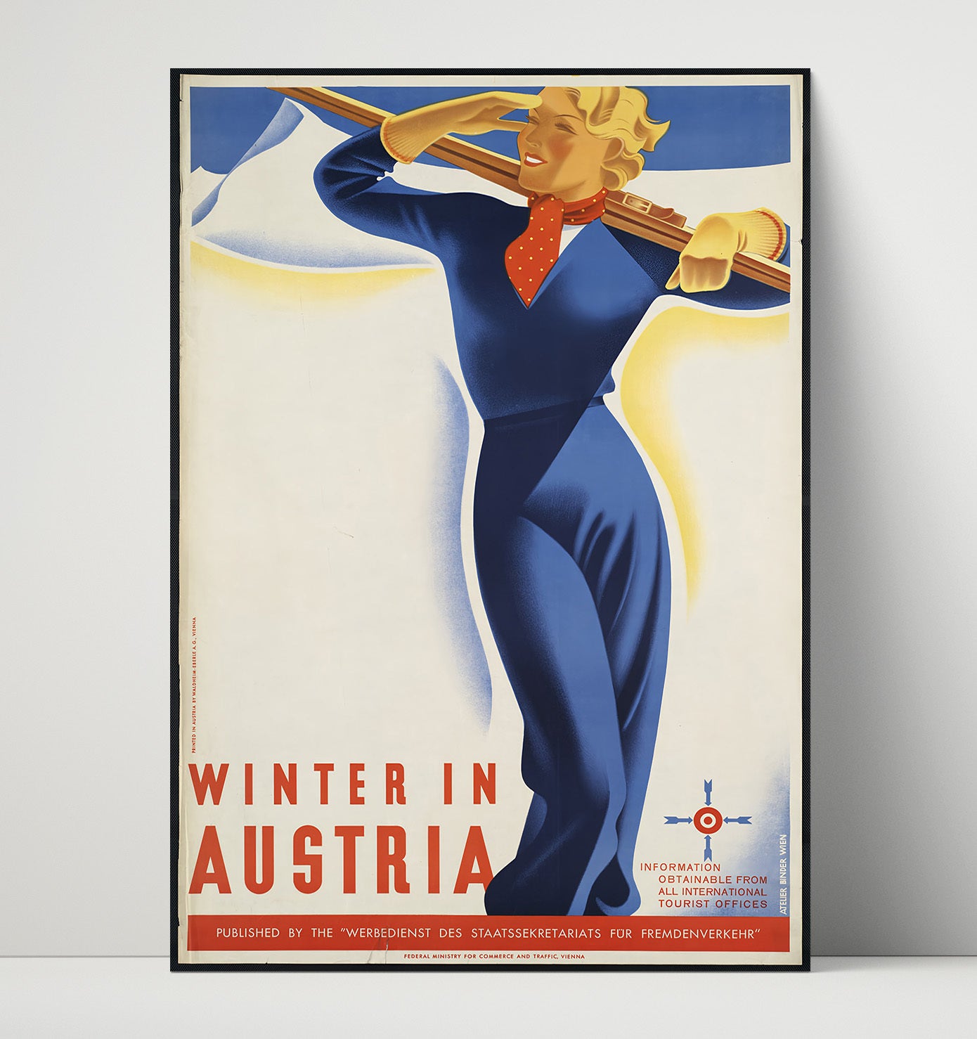 Austria Winter Sports Vintage Travel Print 16x20 Unframed Print travel wall art print