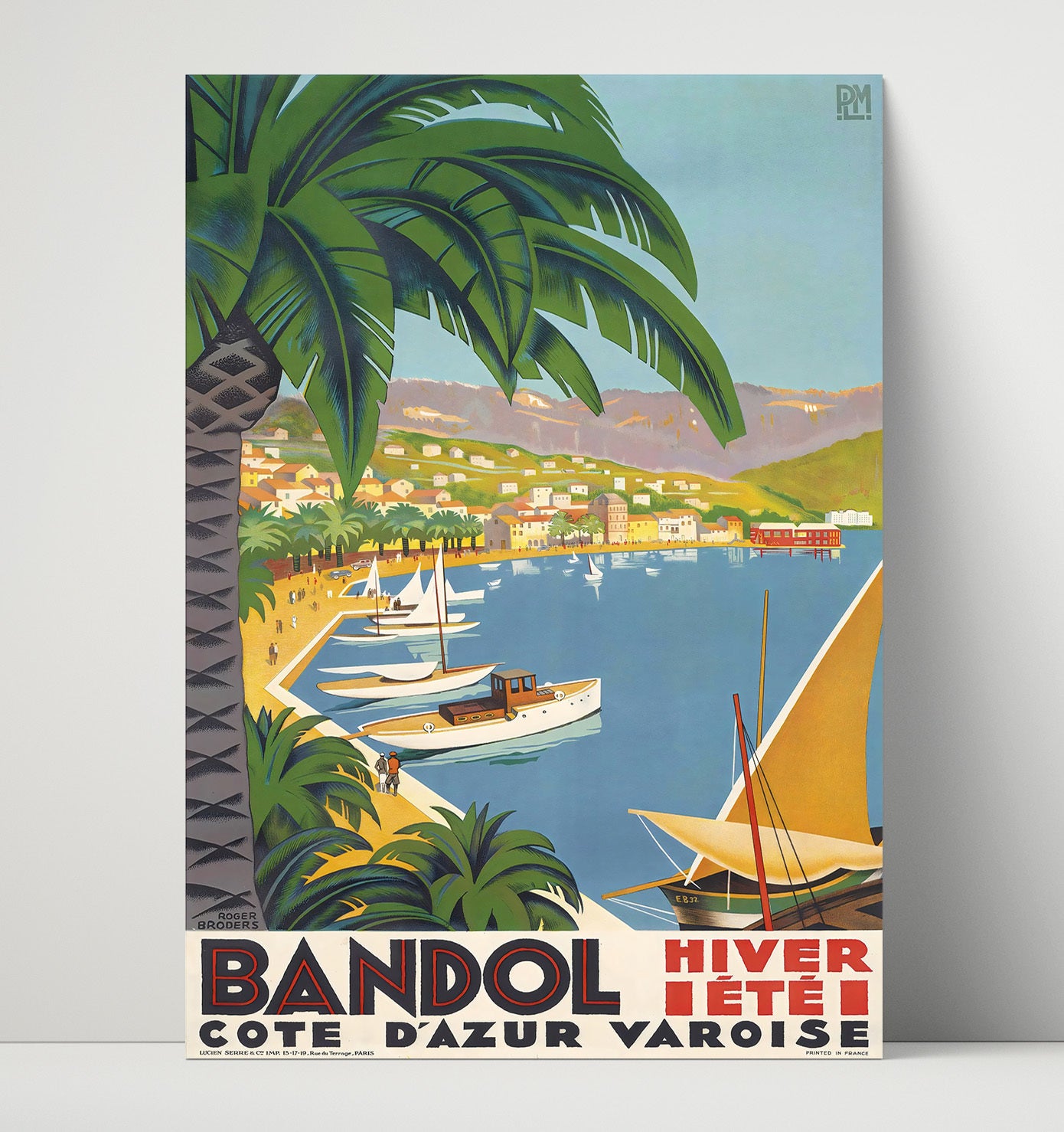 Bandol Cote dAzur Vintage Travel Print 16x20 Unframed Print travel wall art print