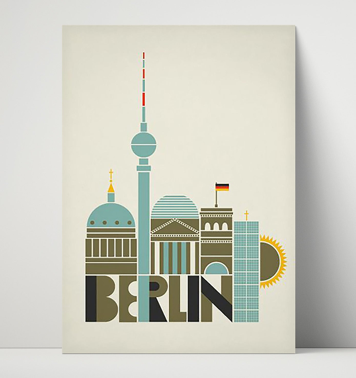 Berlin Landmarks Skyline Vintage Travel Print 16x20 Unframed Print travel wall art print