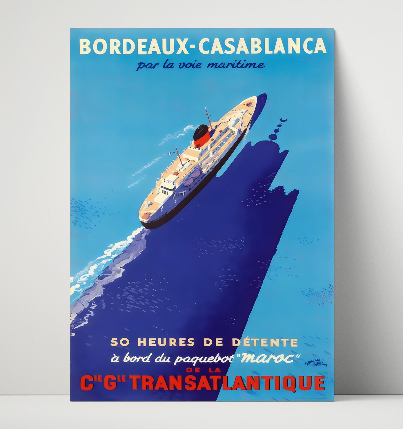 Bordeaux Casablanca Transatlantique Vintage Travel Print 16x20 Unframed Print travel wall art print