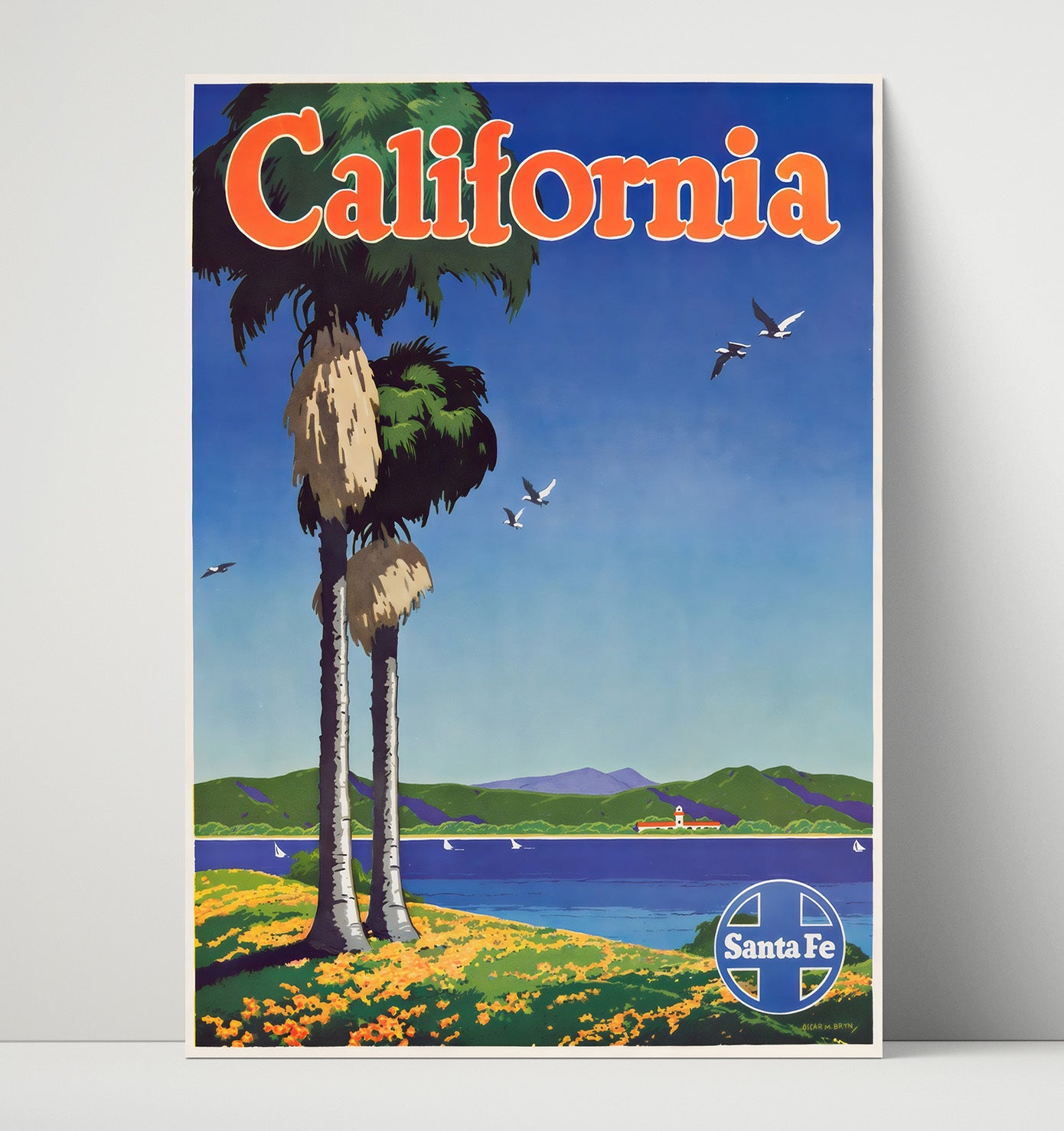 California Santa Fe Railroad Vintage Travel Print 16x20 Unframed Print travel wall art print