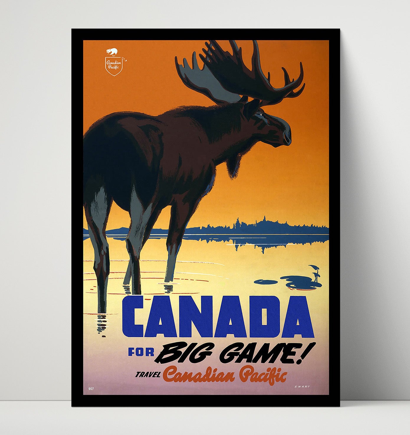 Canada Big Game Moose Vintage Travel Print 16x20 Unframed Print travel wall art print