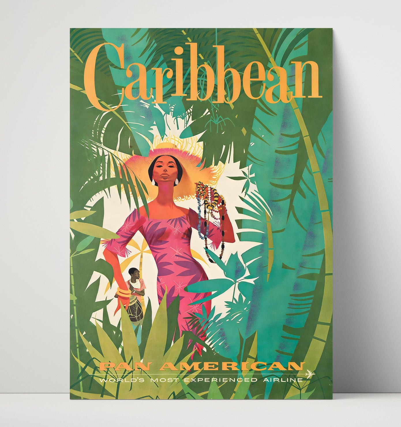 Caribbean Pan Am Vintage Travel Print 16x20 Unframed Print travel wall art print
