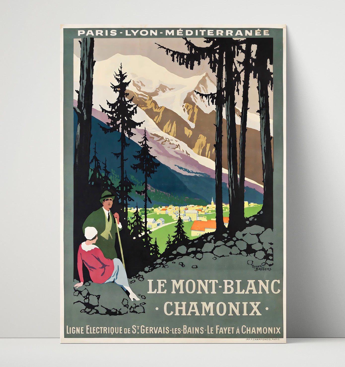 Chamonix Mont Blanc Vintage Travel Print 16x20 Unframed Print travel wall art print