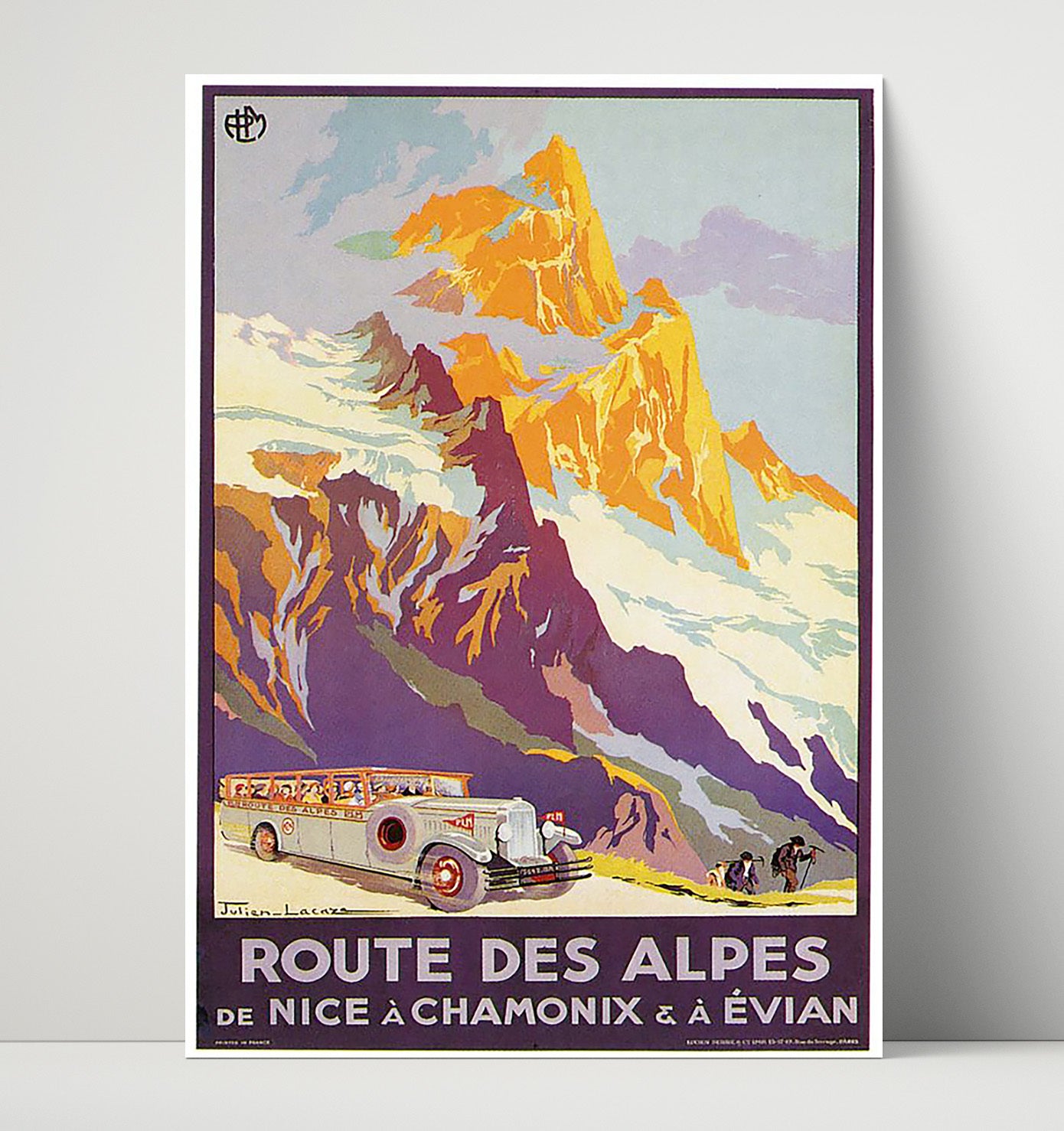 Chamonix Route des Alpes Vintage Travel Print 16x20 Unframed Print travel wall art print