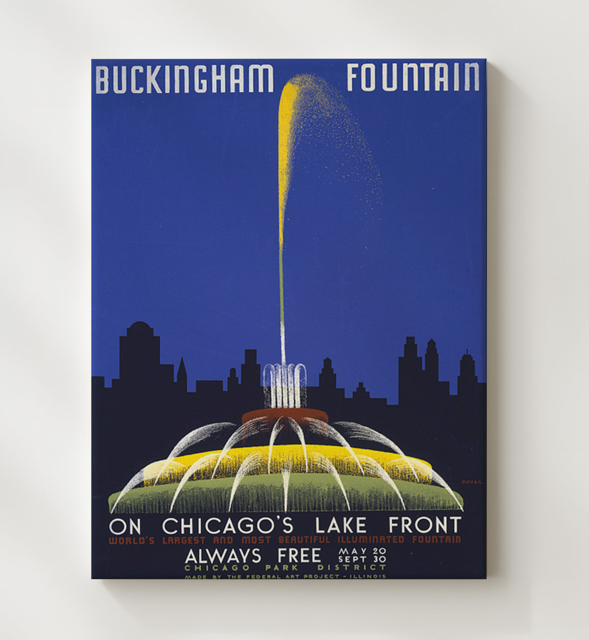 Chicago Buckingham Fountain - Travel - 20x24 Canvas