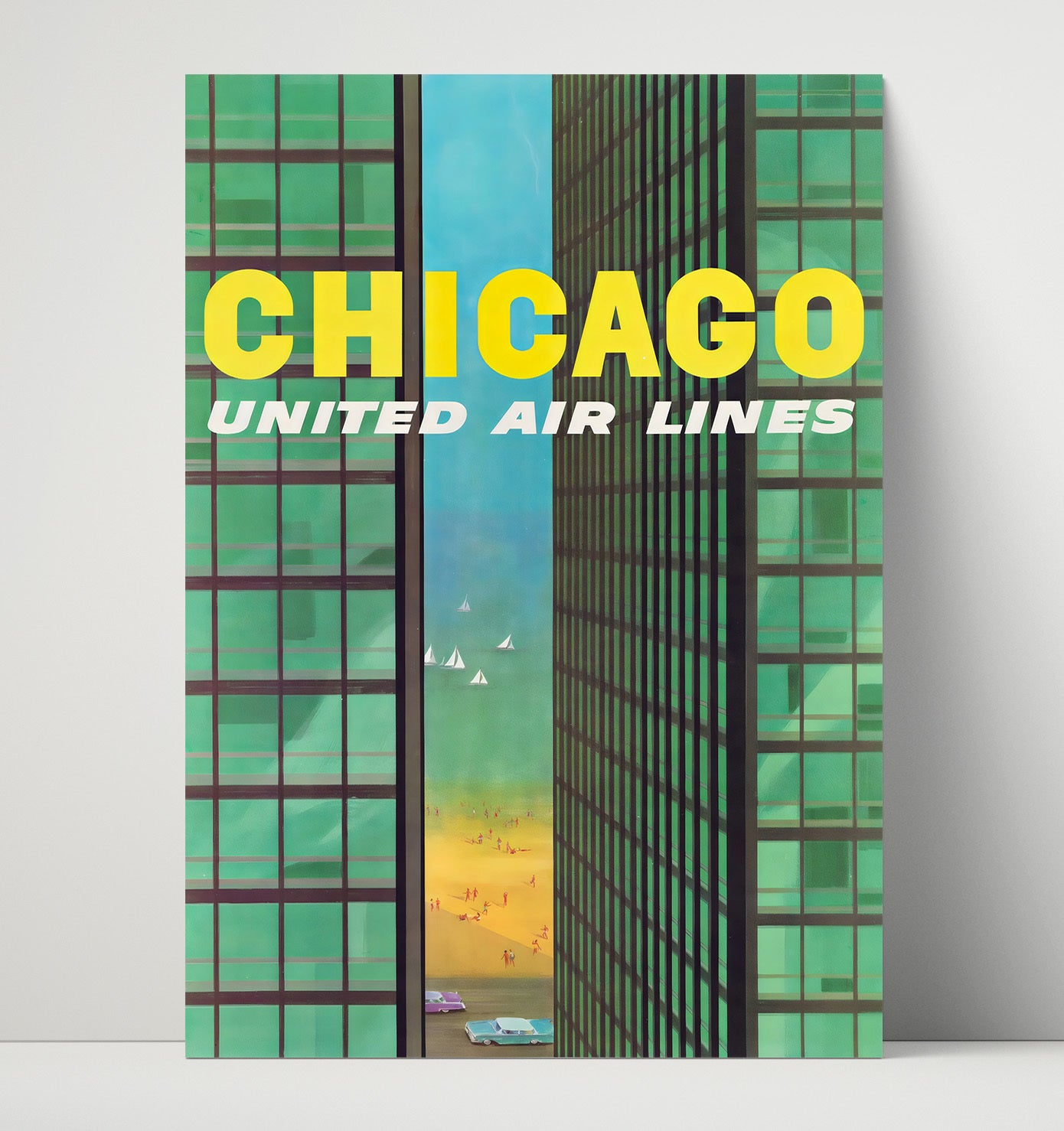 Chicago United Air Lines Vintage Travel Print 16x20 Unframed Print travel wall art print