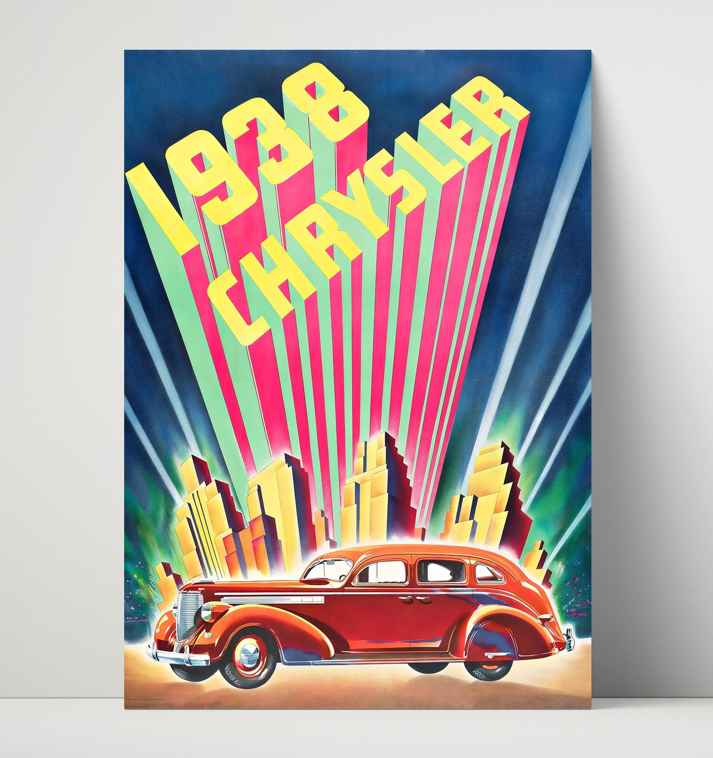 Chrysler 1938 Art Deco Vintage Travel Print 16x20 Unframed Print travel wall art print