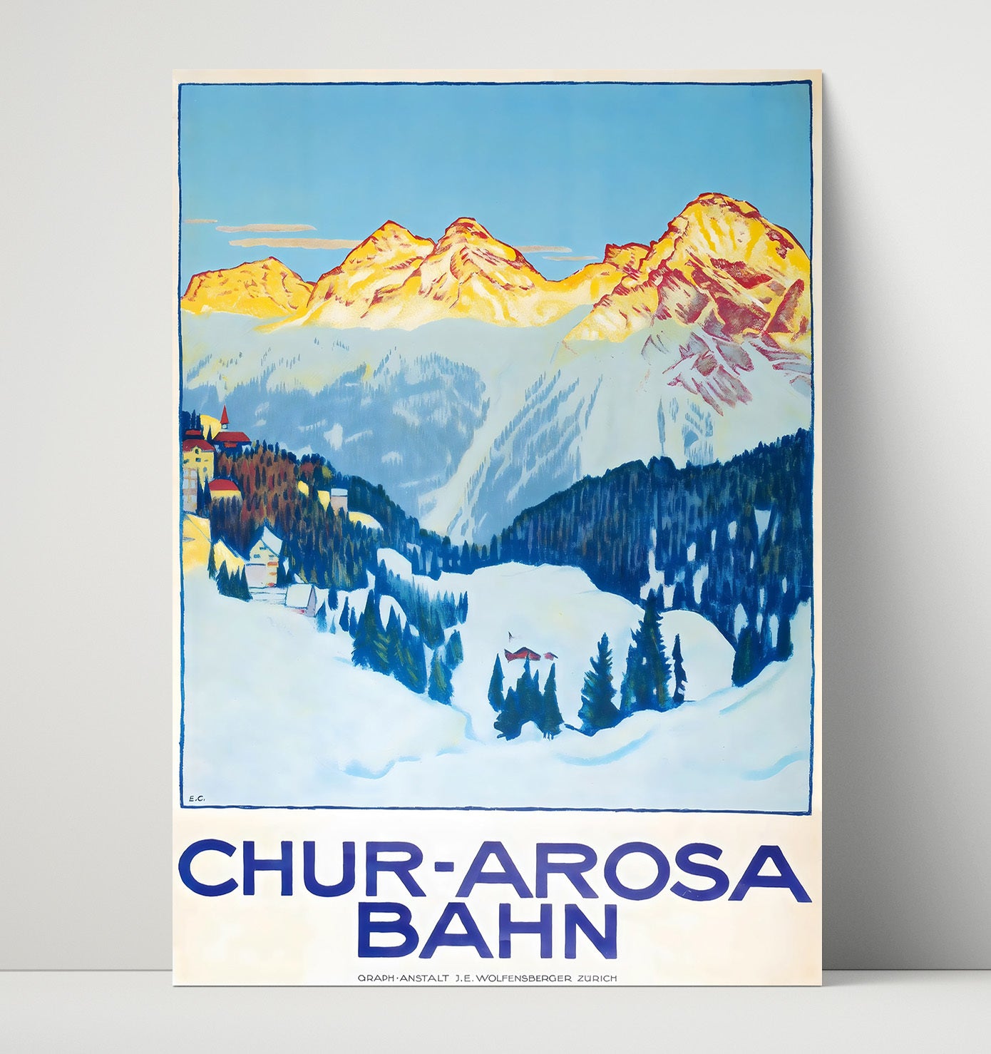 Chur Arosa Bahn Vintage Travel Print 16x20 Unframed Print travel wall art print