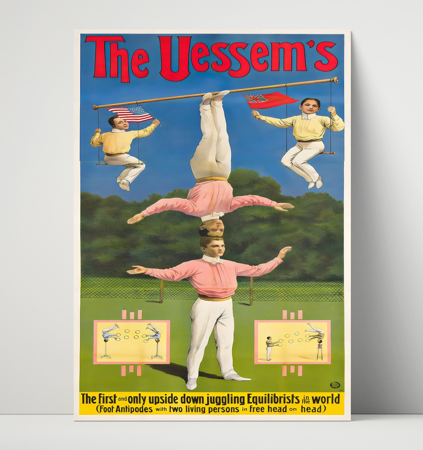 Circus Equilibrists Vintage Travel Print 16x20 Unframed Print travel wall art print