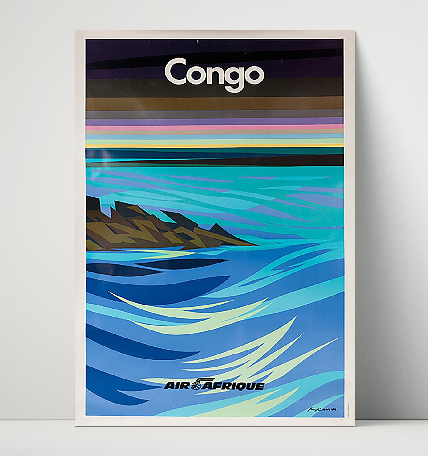 Congo Air Afrique Vintage Travel Print 16x20 Unframed Print travel wall art print