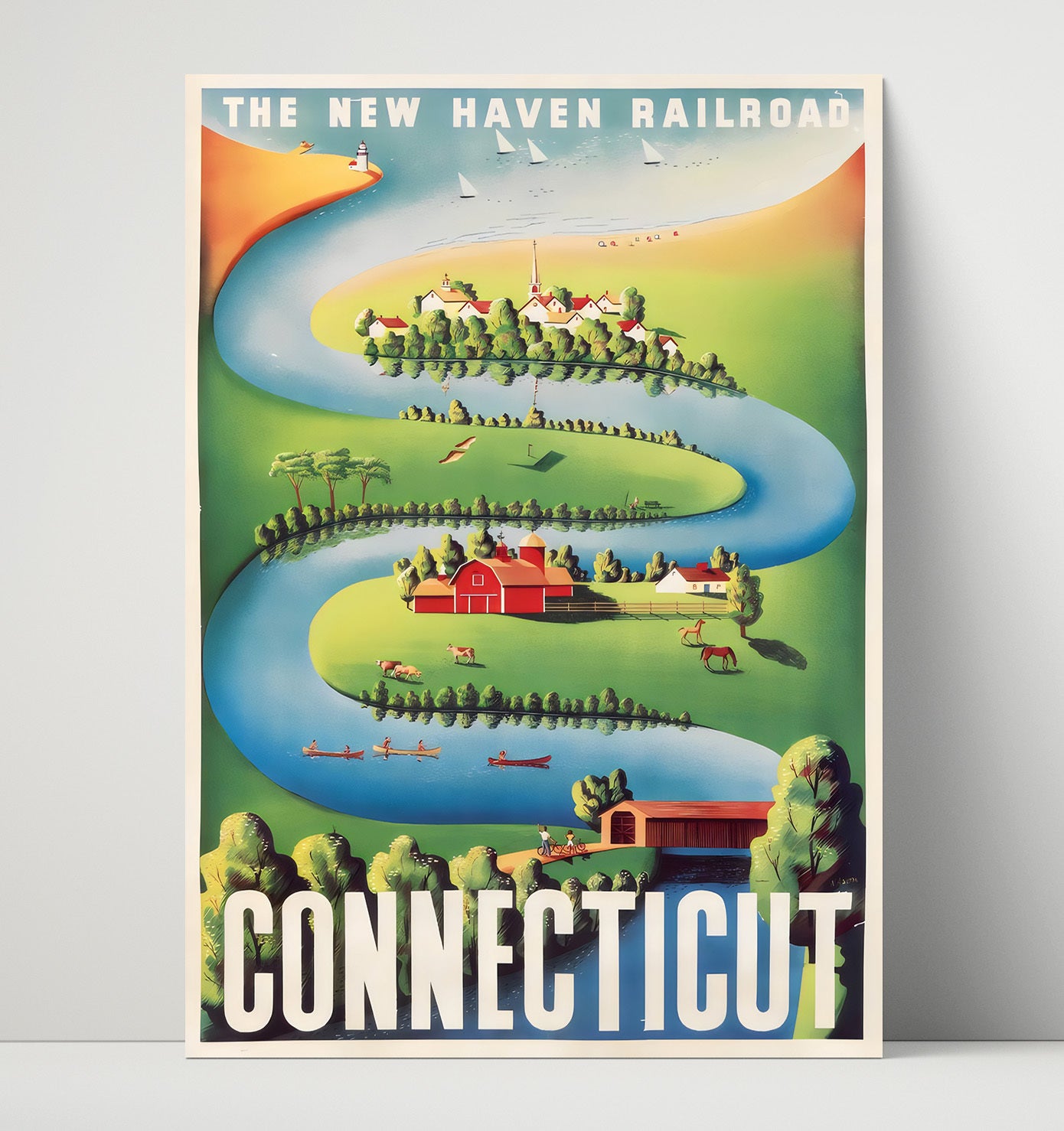 Connecticut New Haven Railroad Vintage Travel Print 16x20 Unframed Print travel wall art print