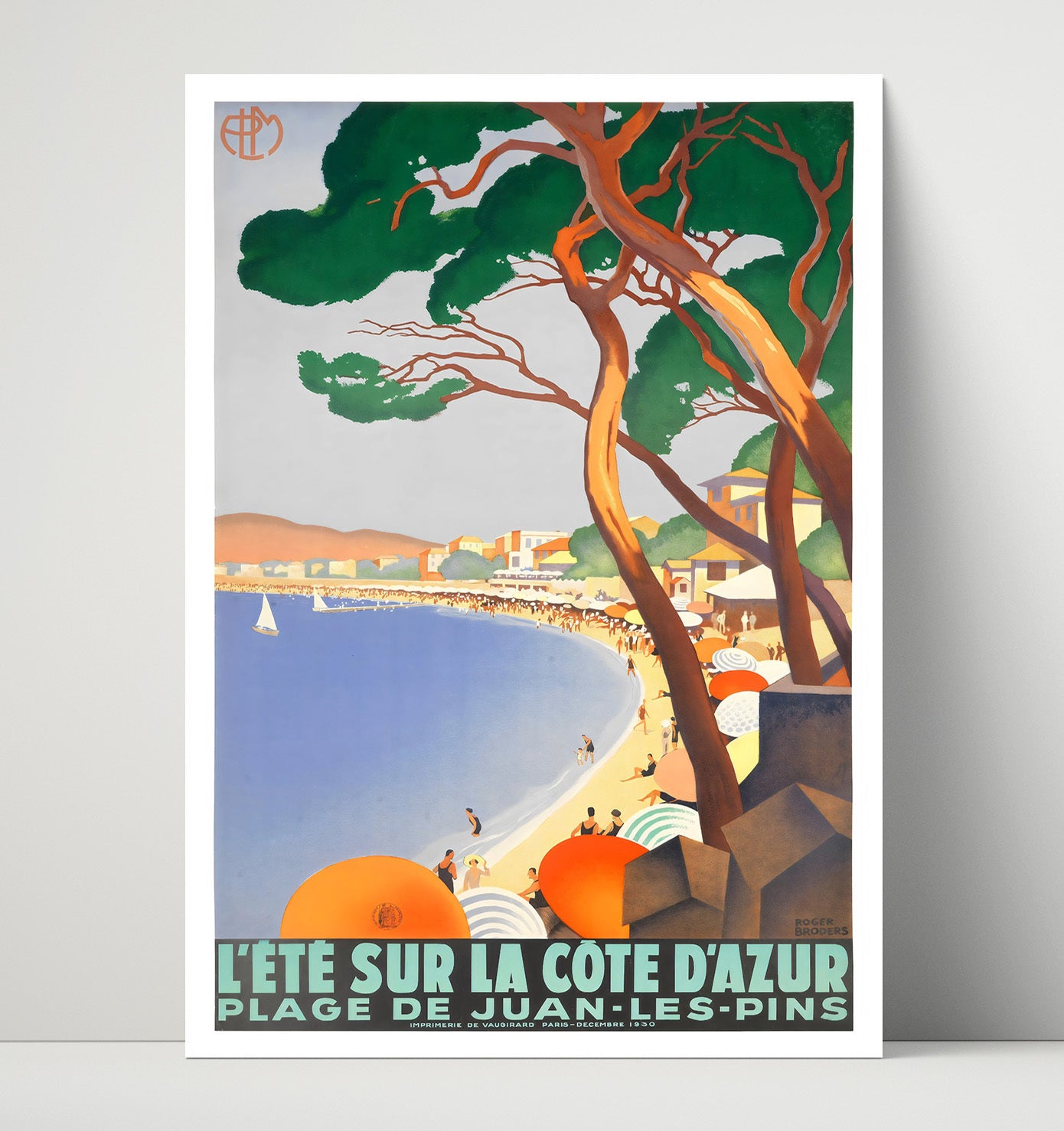 Cote dAzur Juan les Pins Vintage Travel Print 16x20 Unframed Print travel wall art print