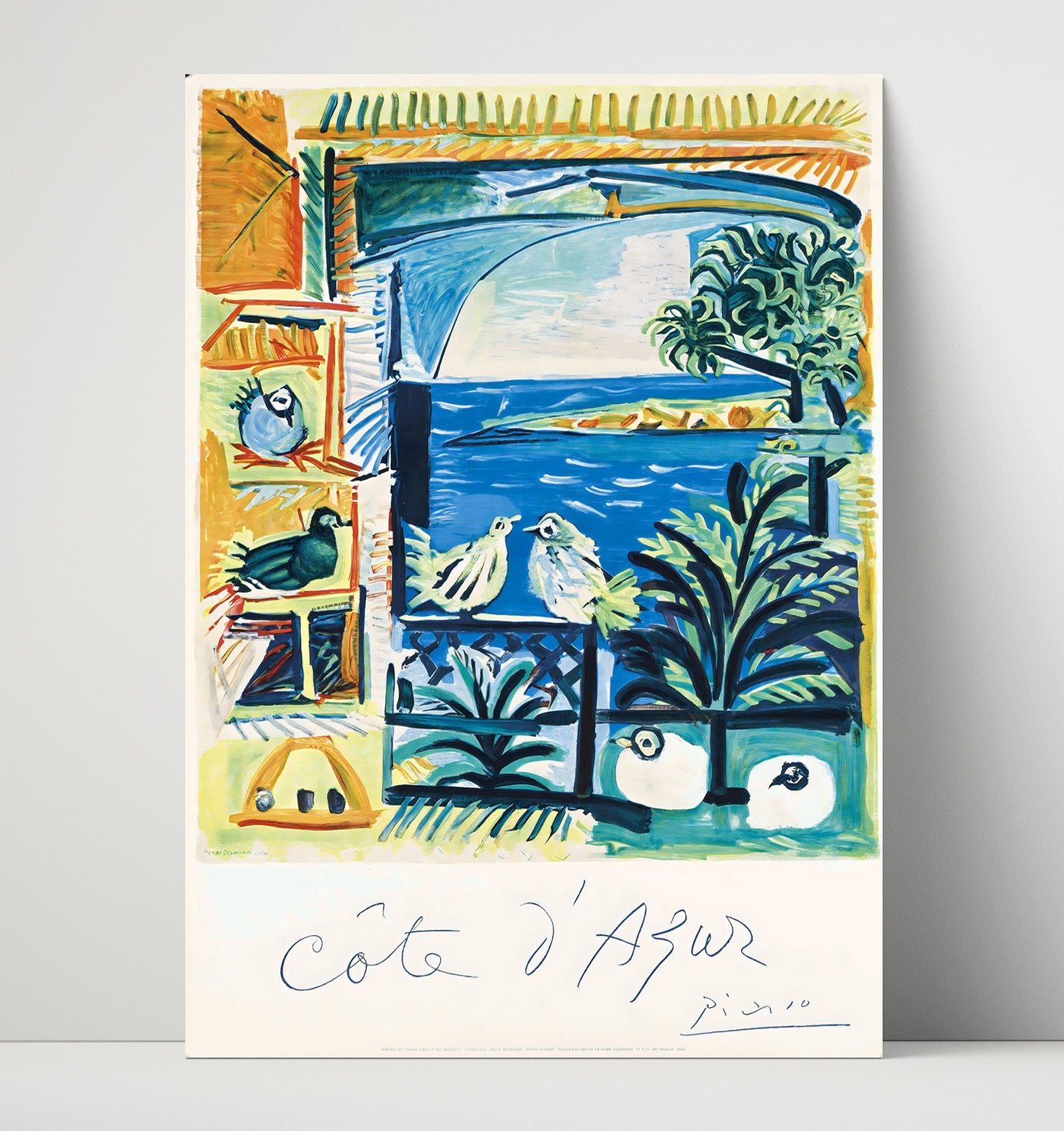 Cote dAzur Picasso Design Vintage Travel Print 16x20 Unframed Print travel wall art print