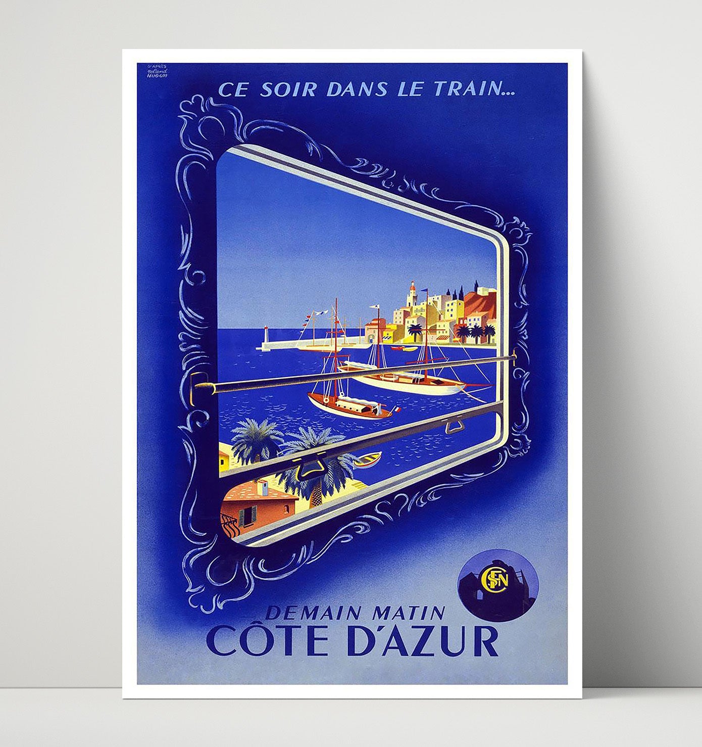 Cote dAzur Train Vintage Travel Print 16x20 Unframed Print travel wall art print