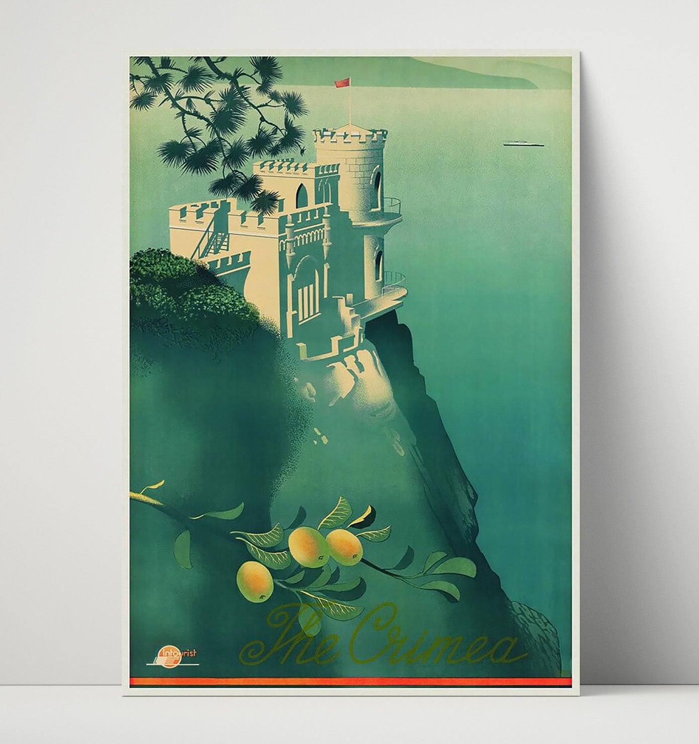 Crimea Seaside Castle Vintage Travel Print 16x20 Unframed Print travel wall art print