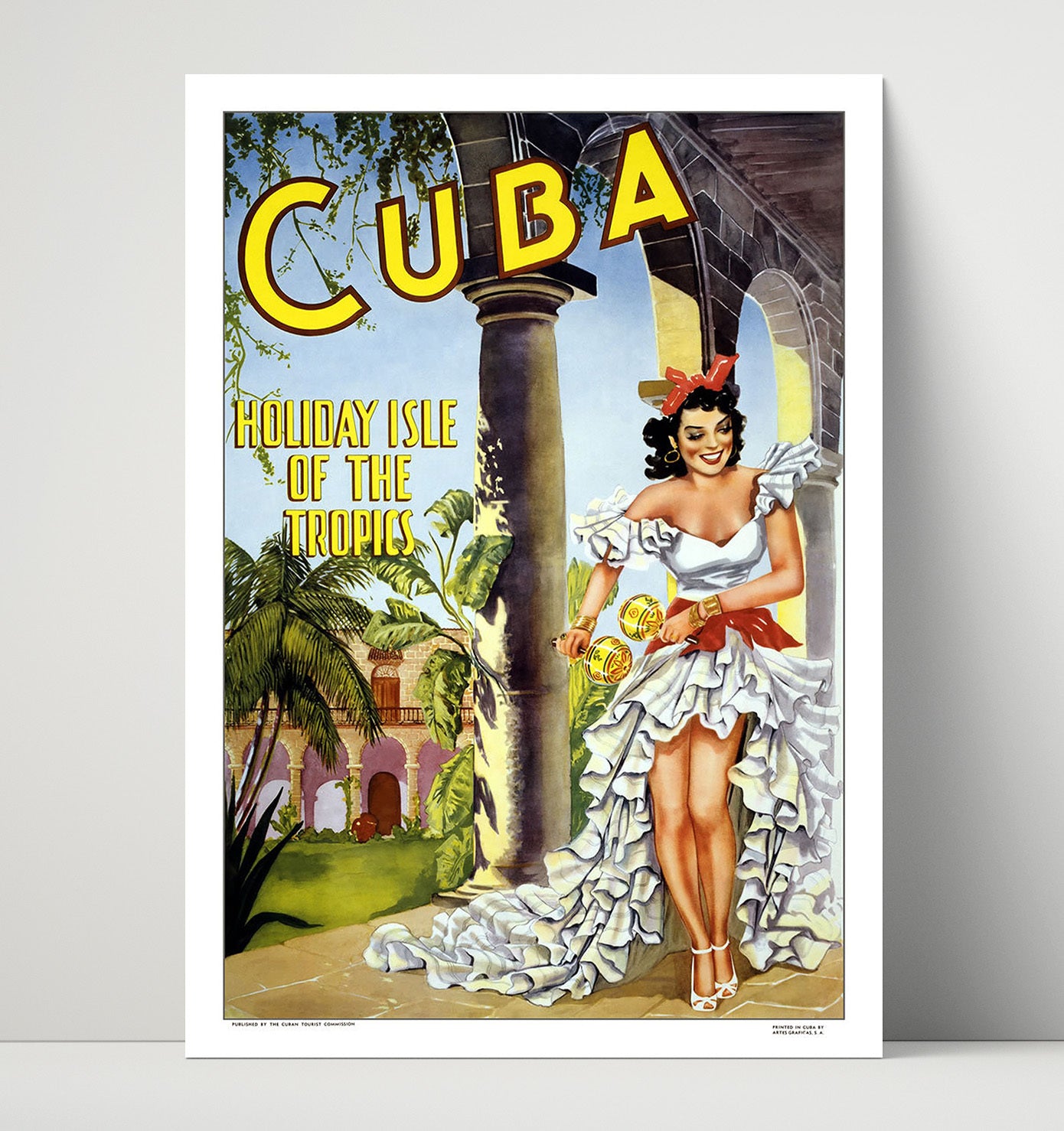 Cuba Holiday Isle Vintage Travel Print 16x20 Unframed Print travel wall art print