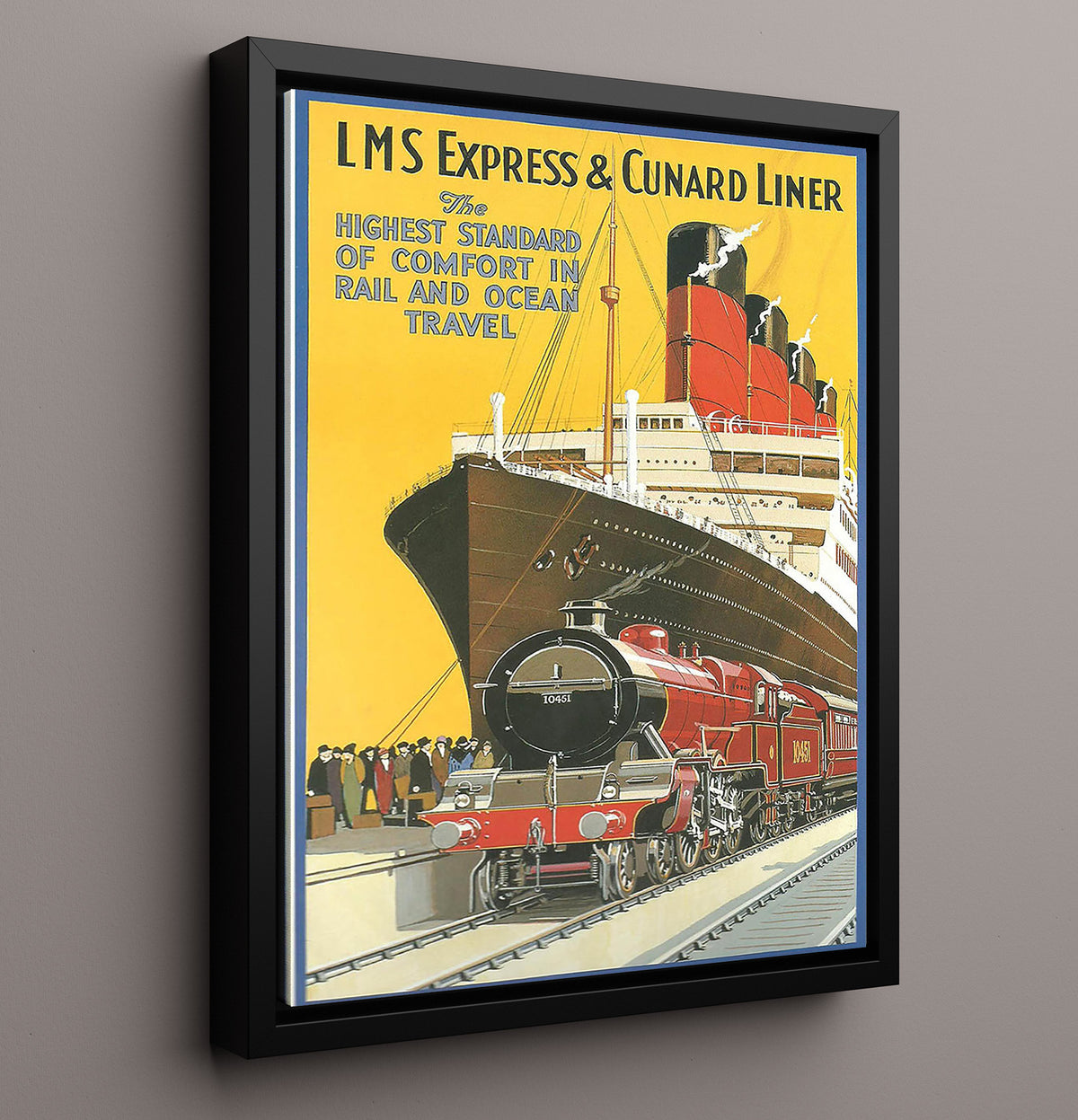 Cunard Liner LMS Express - Travel - 16x20 Framed Canvas