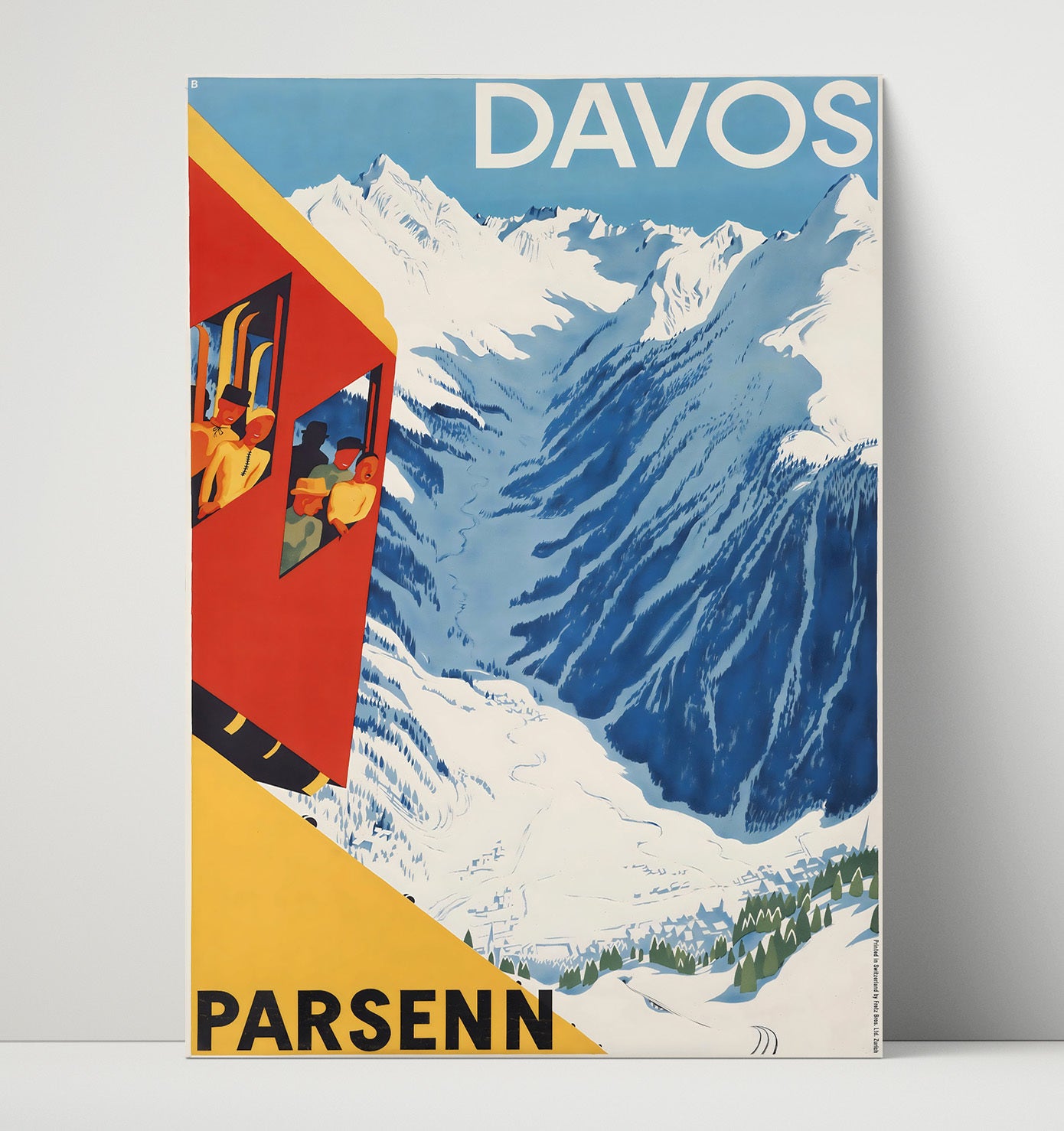 Davos Parsenn Vintage Travel Print 16x20 Unframed Print travel wall art print