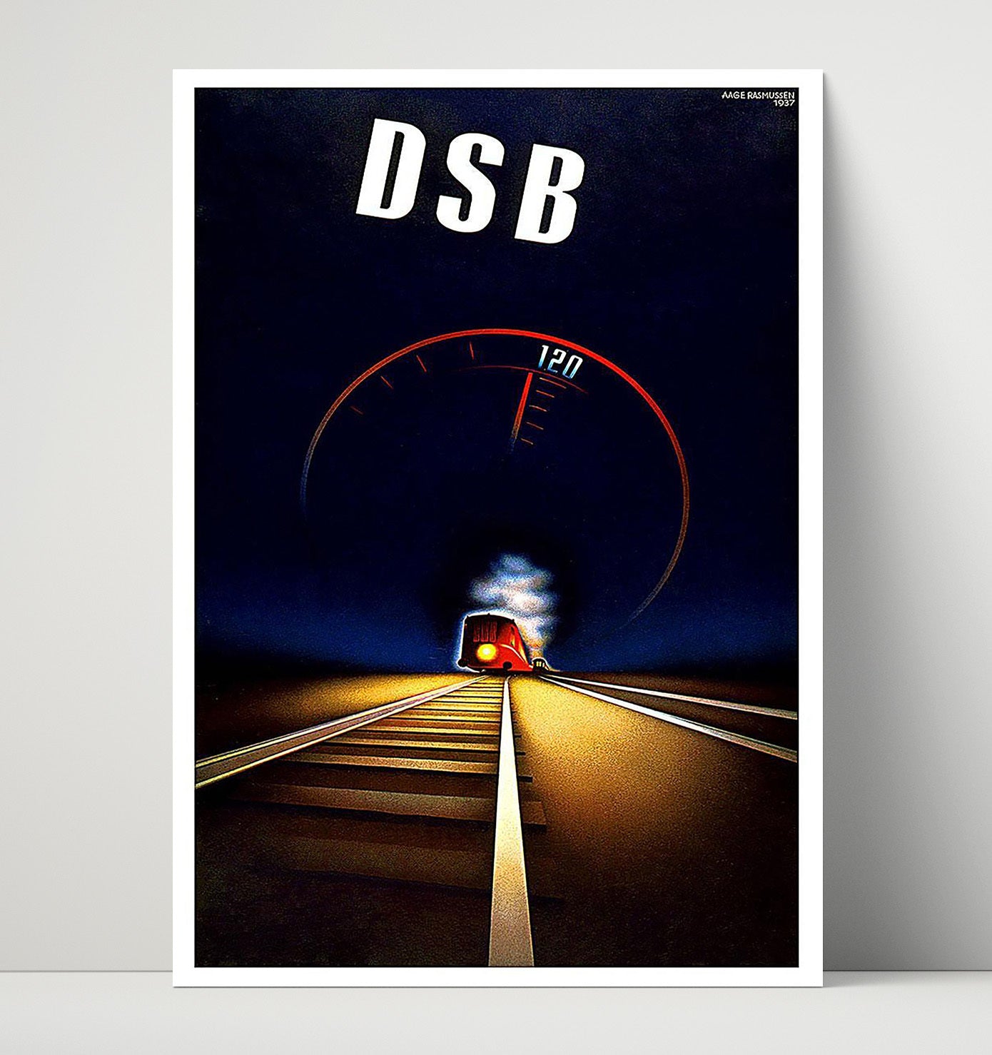 Denmark DSB Train Vintage Travel Print 16x20 Unframed Print travel wall art print