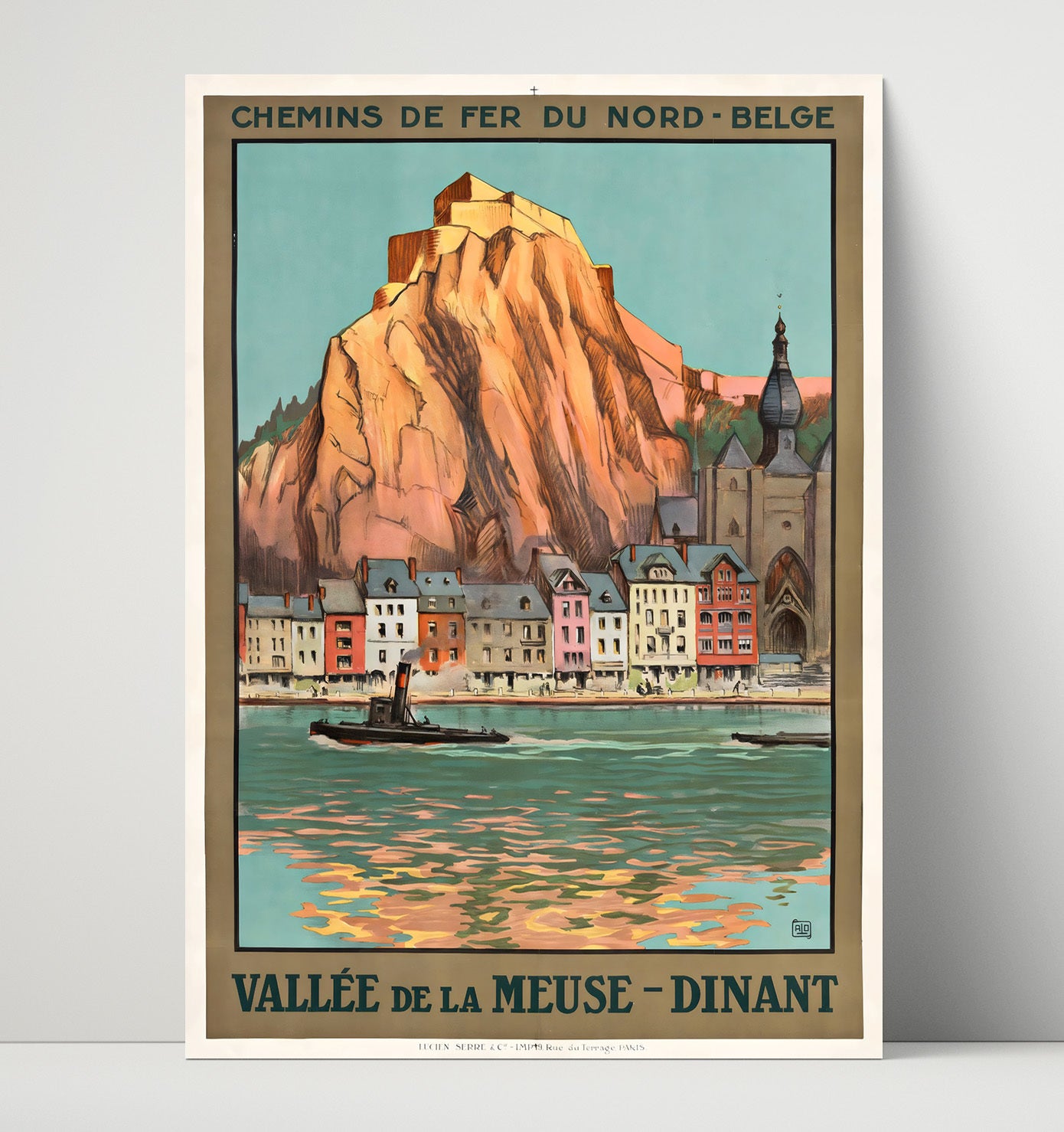 Dinant Meuse Valley Vintage Travel Print 16x20 Unframed Print travel wall art print