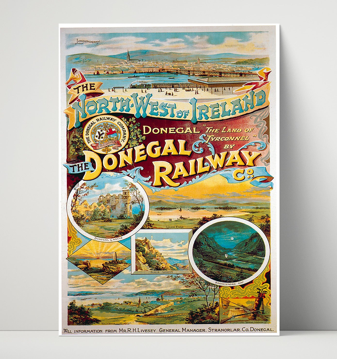 Donegal Railway Ireland Vintage Travel Print 16x20 Unframed Print travel wall art print