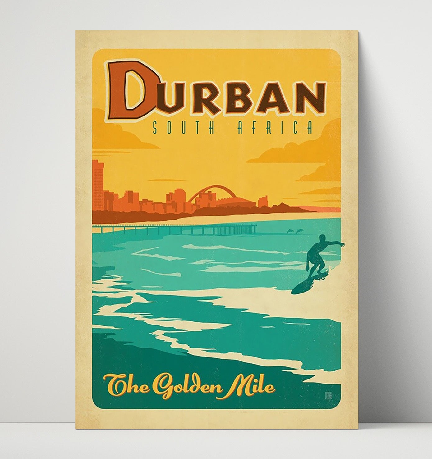 Durban The Golden Mile Vintage Travel Print 16x20 Unframed Print travel wall art print