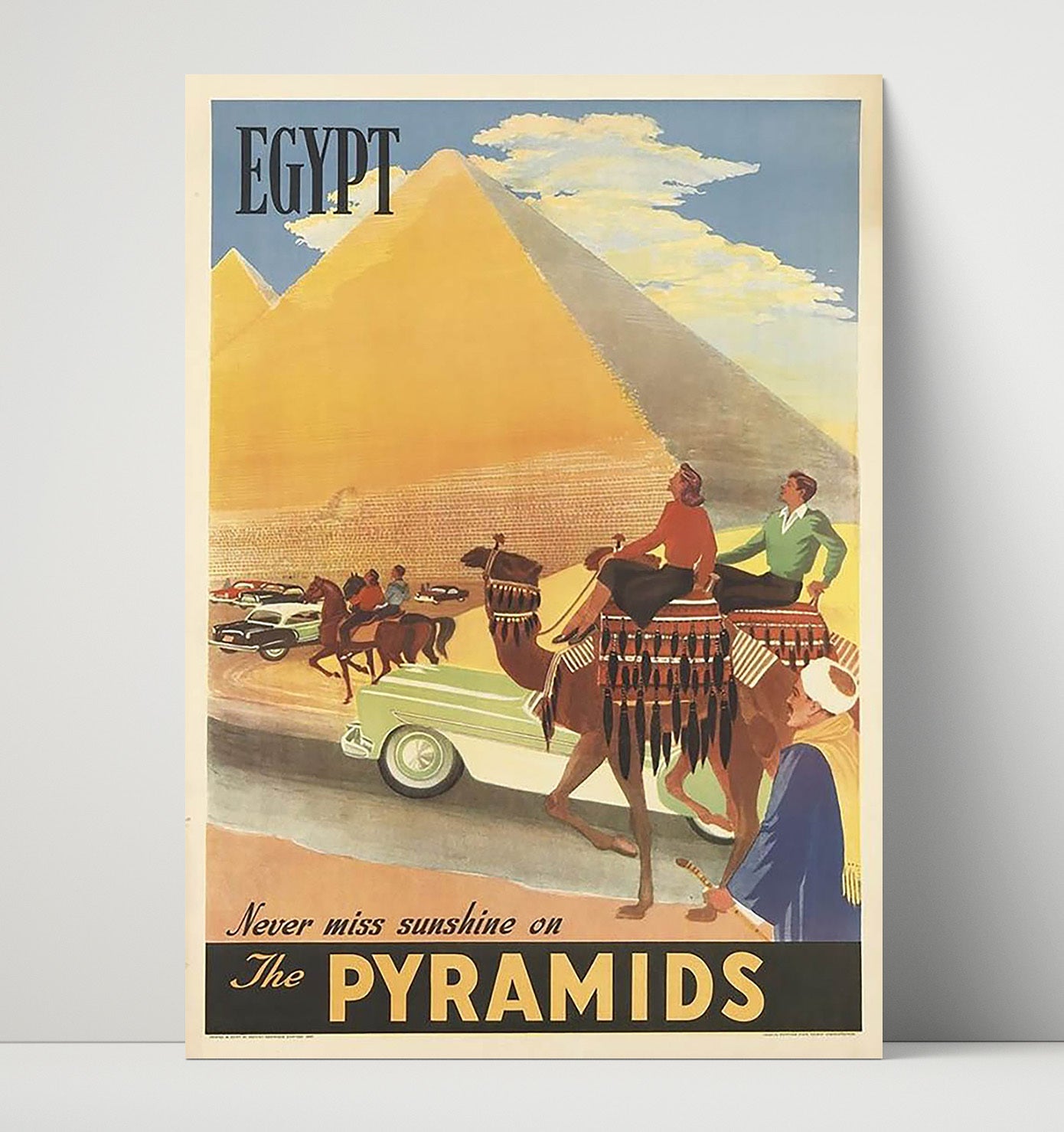 Egypt Pyramids Vintage Travel Print 16x20 Unframed Print travel wall art print