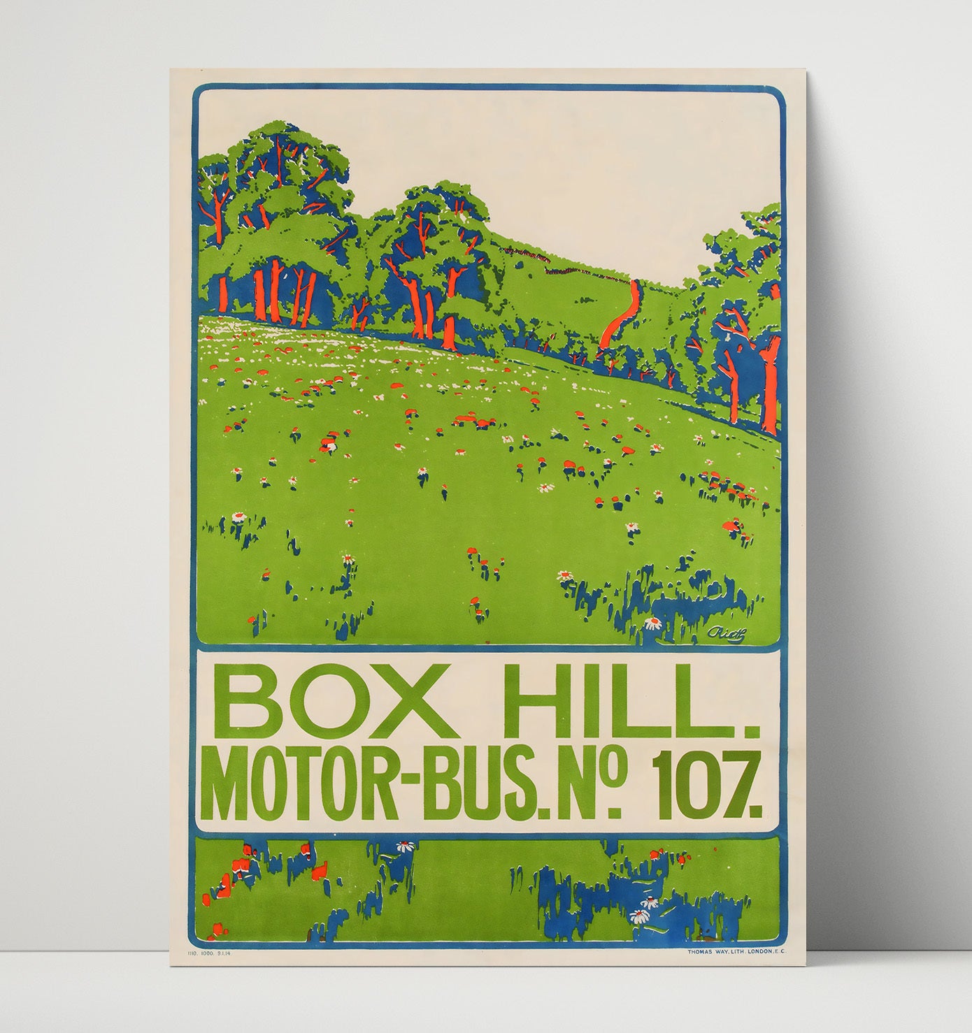 England Box Hill Vintage Travel Print 16x20 Unframed Print travel wall art print