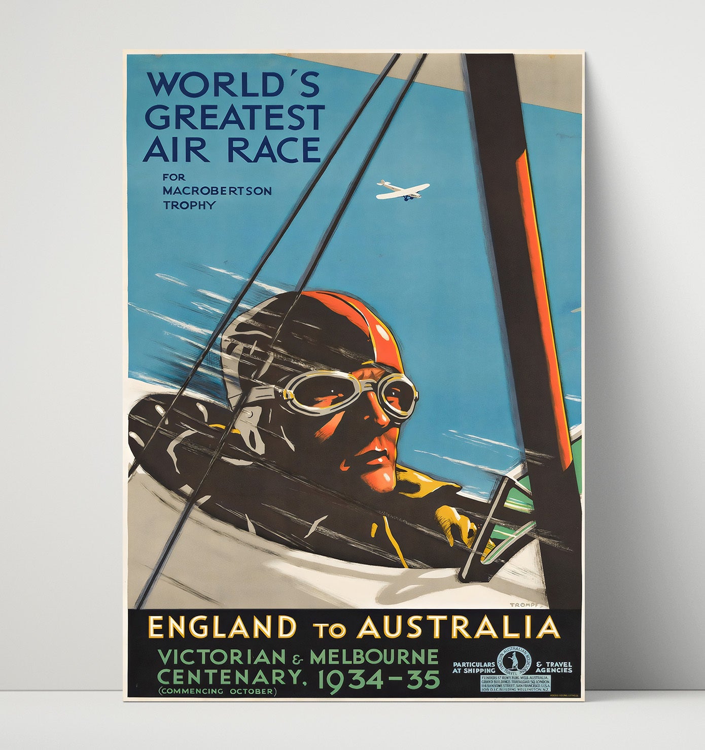 England to Australia Air Race Vintage Travel Print 16x20 Unframed Print travel wall art print