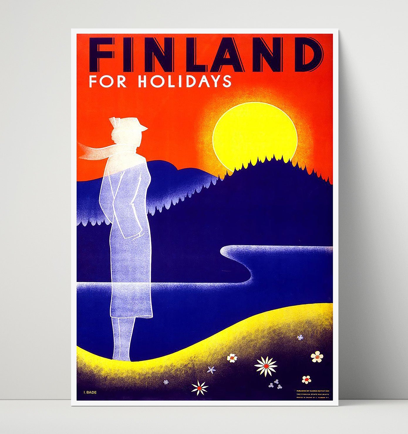 Finland Holidays Vintage Travel Print 16x20 Unframed Print travel wall art print