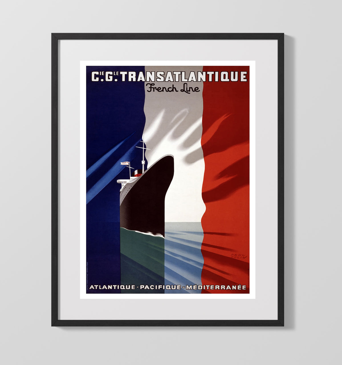 France French Line Flagship - Travel - 16x20 Gallery Frame