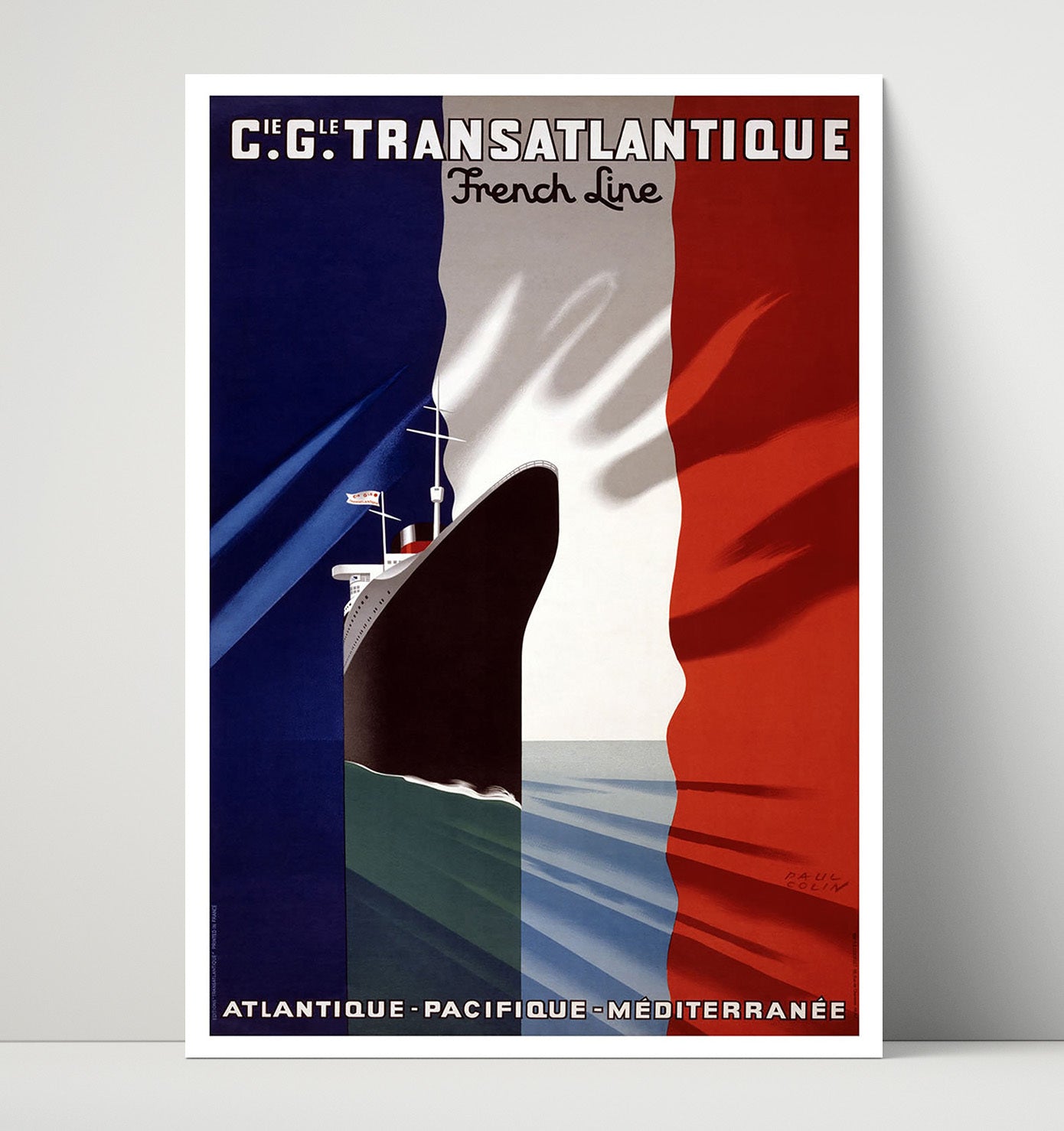France French Line Flagship Vintage Travel Print 16x20 Unframed Print travel wall art print