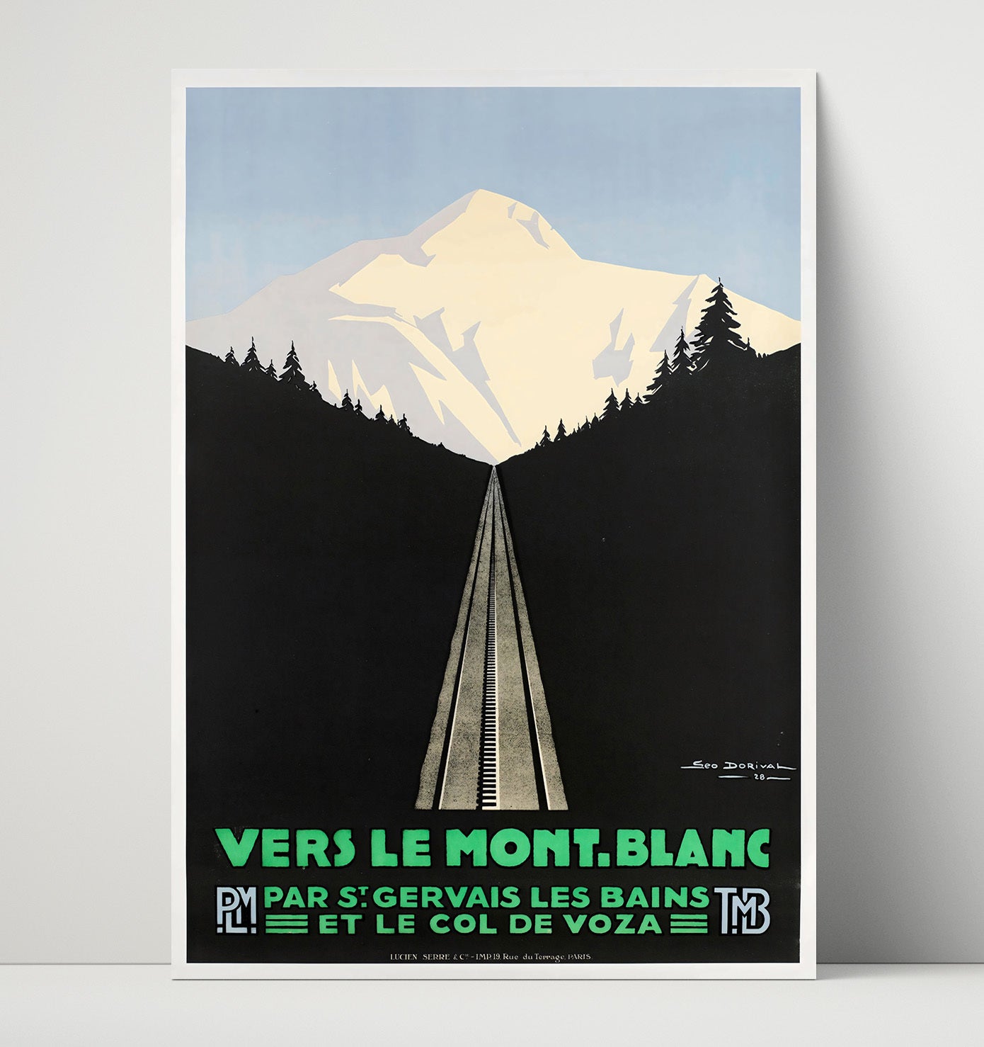 France Mont Blanc Railway Vintage Travel Print 16x20 Unframed Print travel wall art print