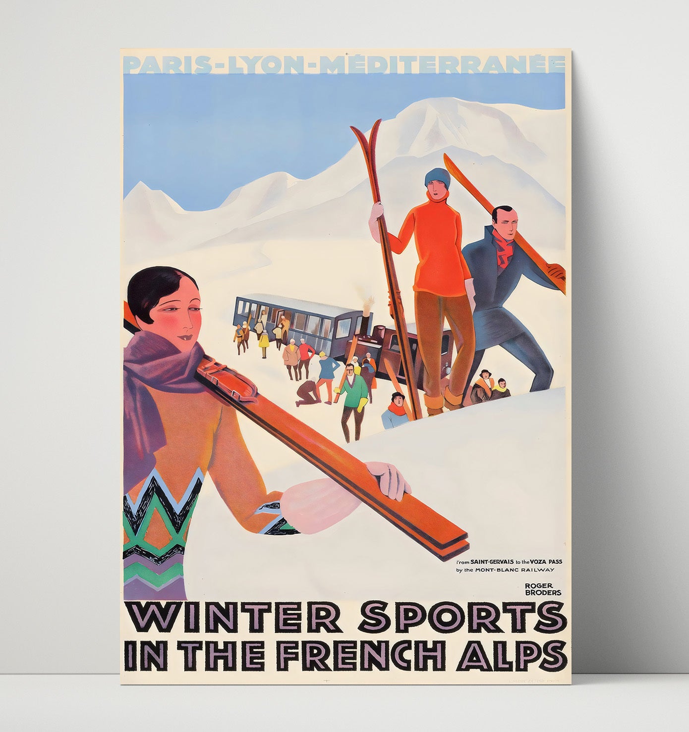 French Alps Winter Sports Vintage Travel Print 16x20 Unframed Print travel wall art print