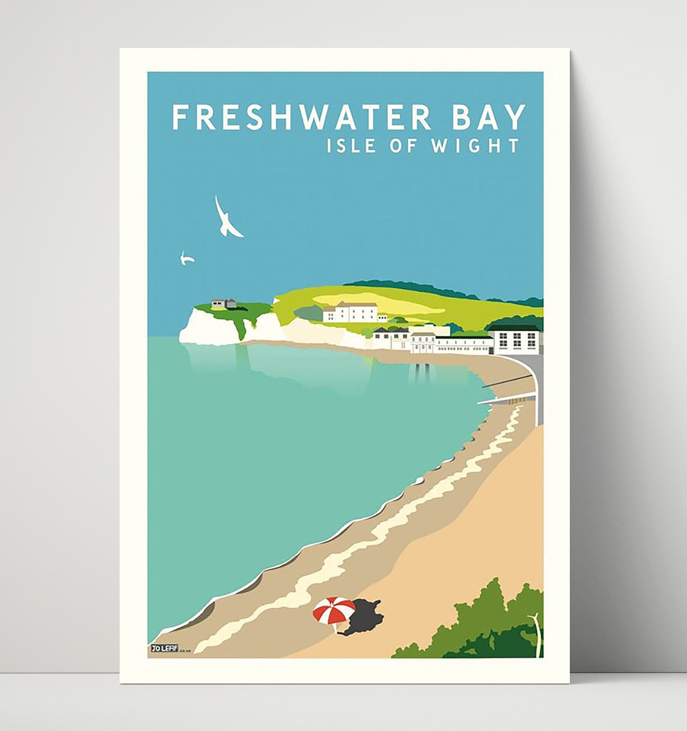 Freshwater Bay Isle of Wight Vintage Travel Print 16x20 Unframed Print travel wall art print