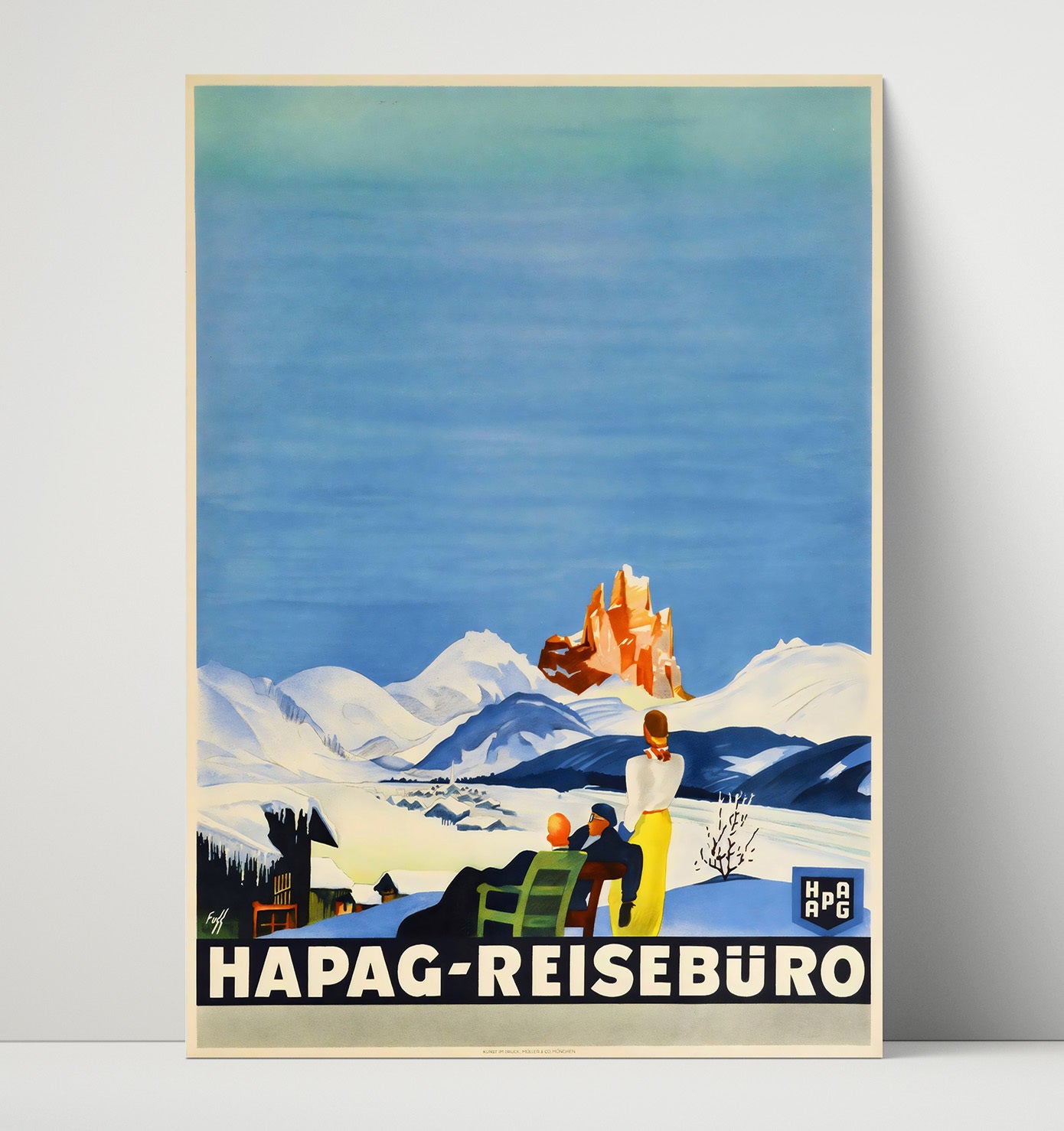 Germany HAPAG Reiseburo Alps Vintage Travel Print 16x20 Unframed Print travel wall art print