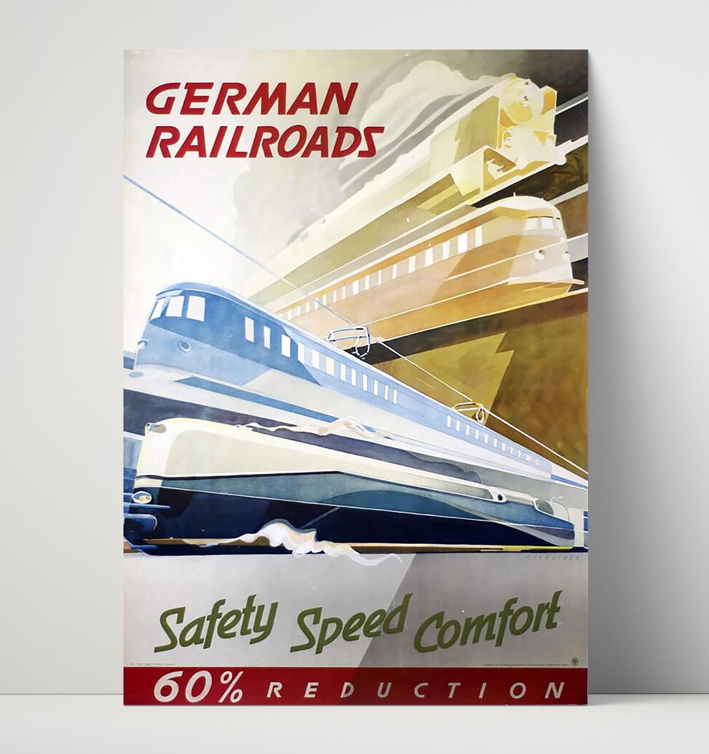 Germany Railroads Vintage Travel Print 16x20 Unframed Print travel wall art print