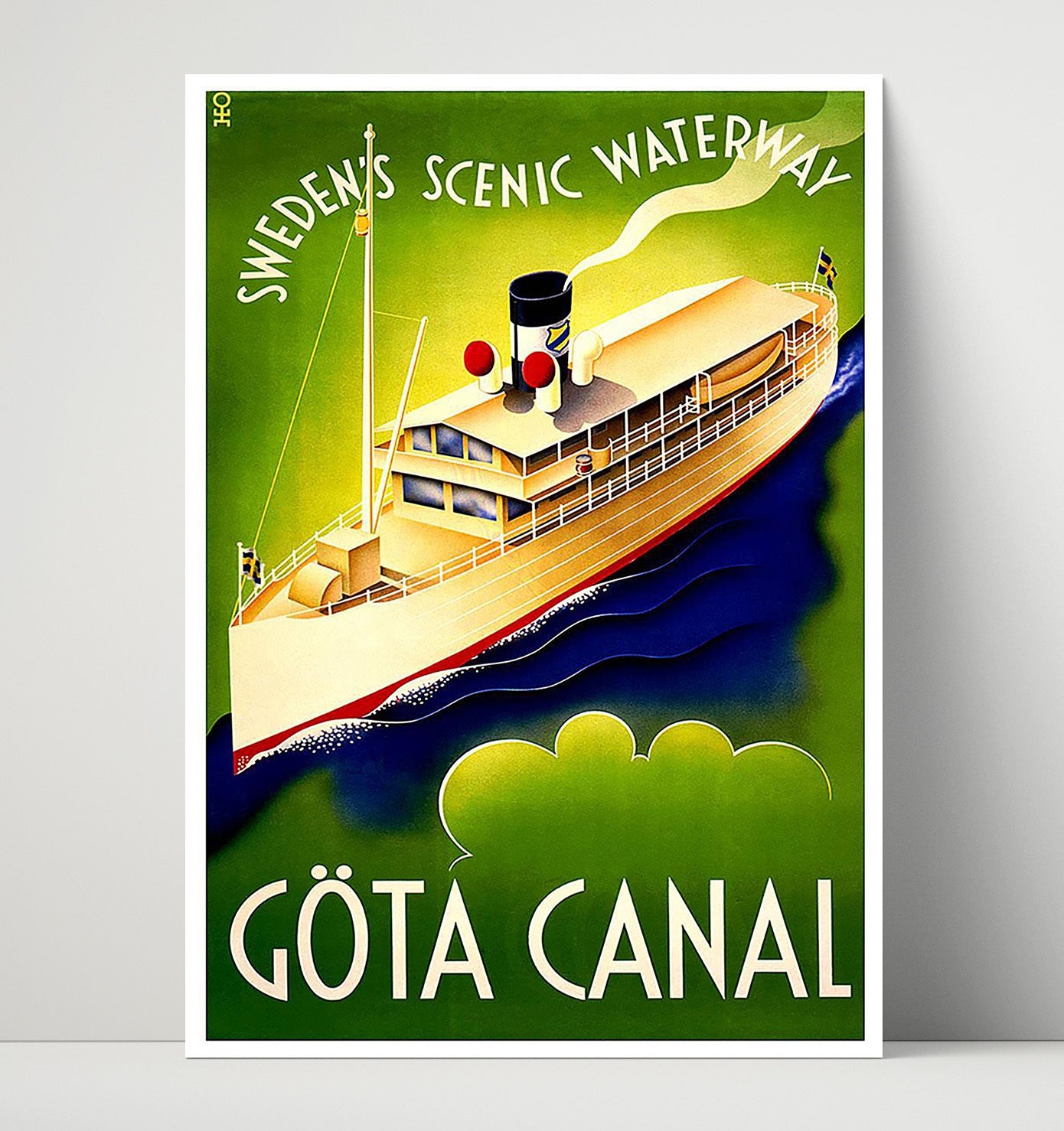 Gota Canal Scenic Waterway Vintage Travel Print 16x20 Unframed Print travel wall art print