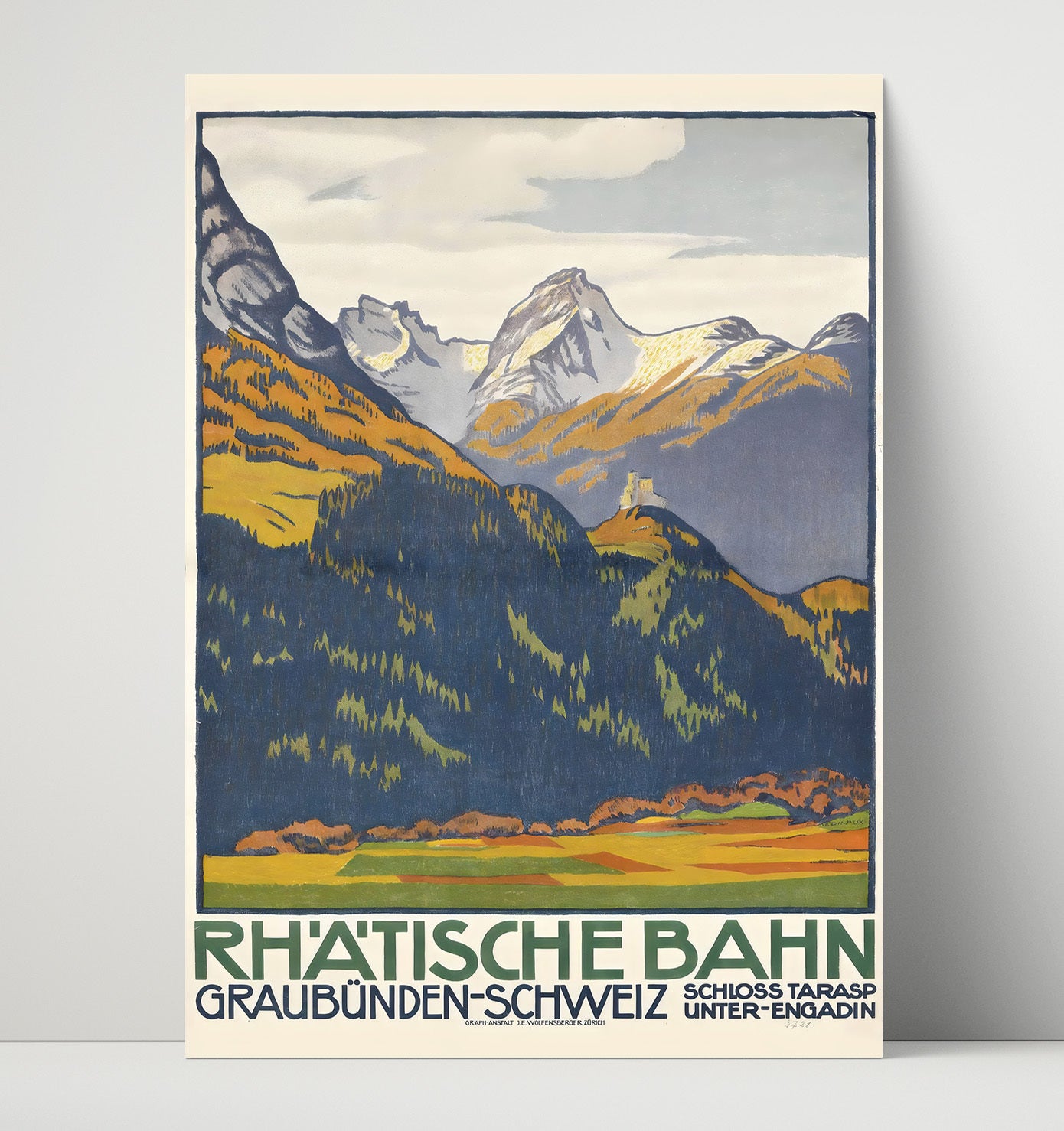 Graubunden Rhatische Bahn Vintage Travel Print 16x20 Unframed Print travel wall art print